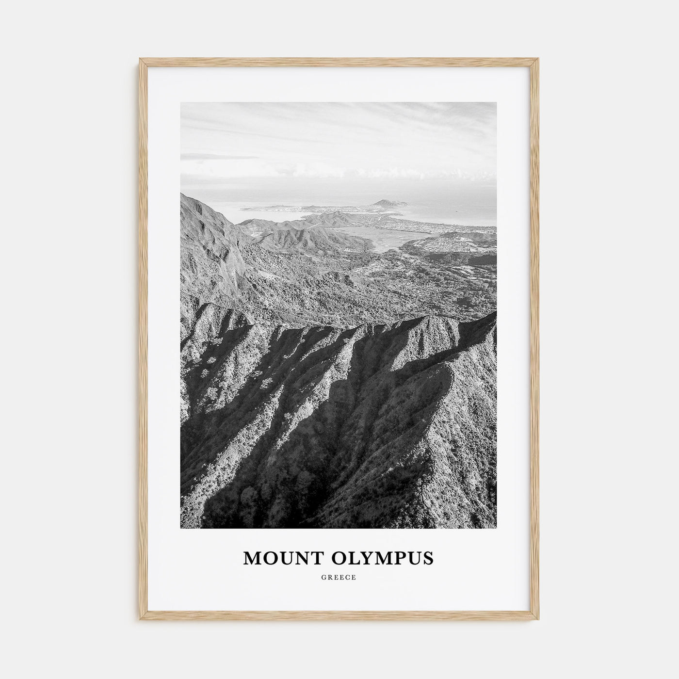 Mount Olympus Portrait B&W Poster