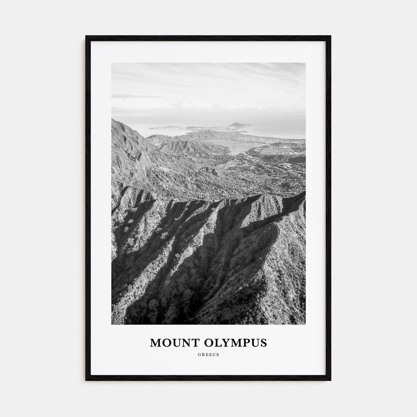 Mount Olympus Portrait B&W Poster