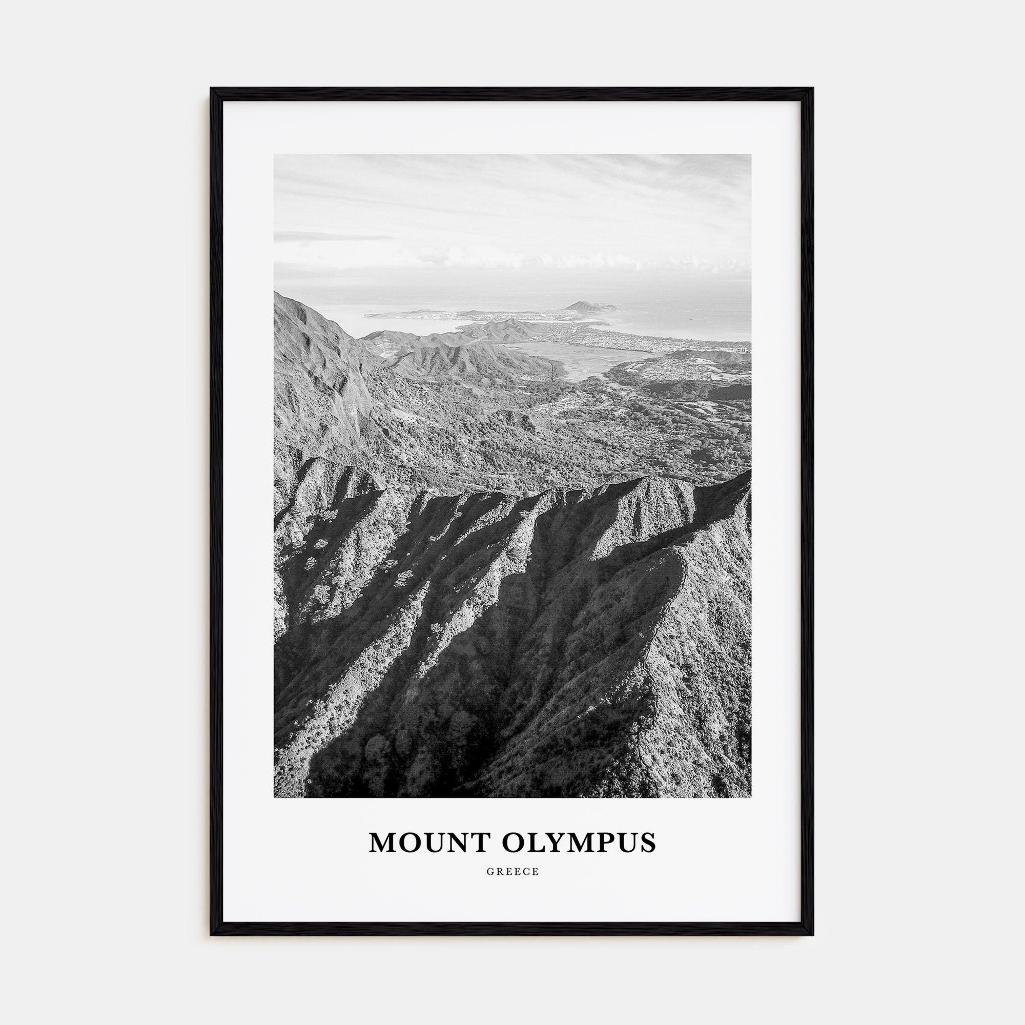 Mount Olympus Portrait B&W Poster