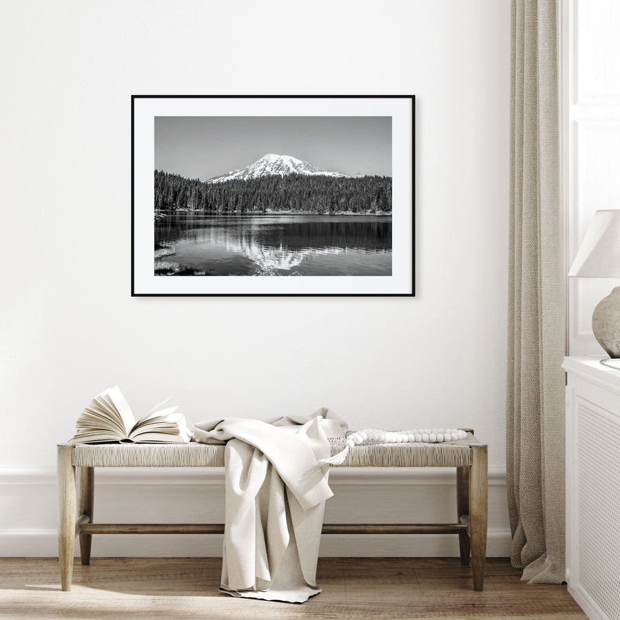 Mount Rainier Landscape B&W Poster