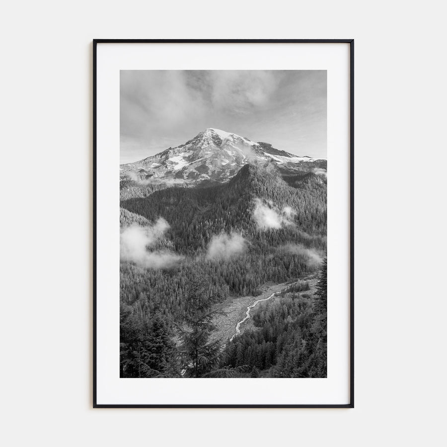 Mount Rainier Photo B&W Poster