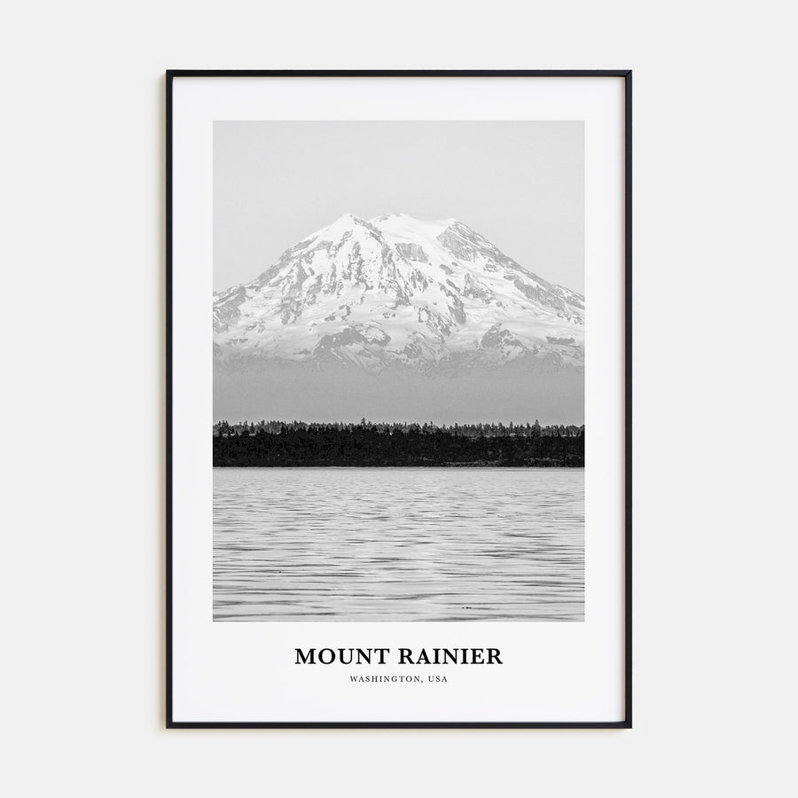 Mount Rainier Portrait B&W Poster