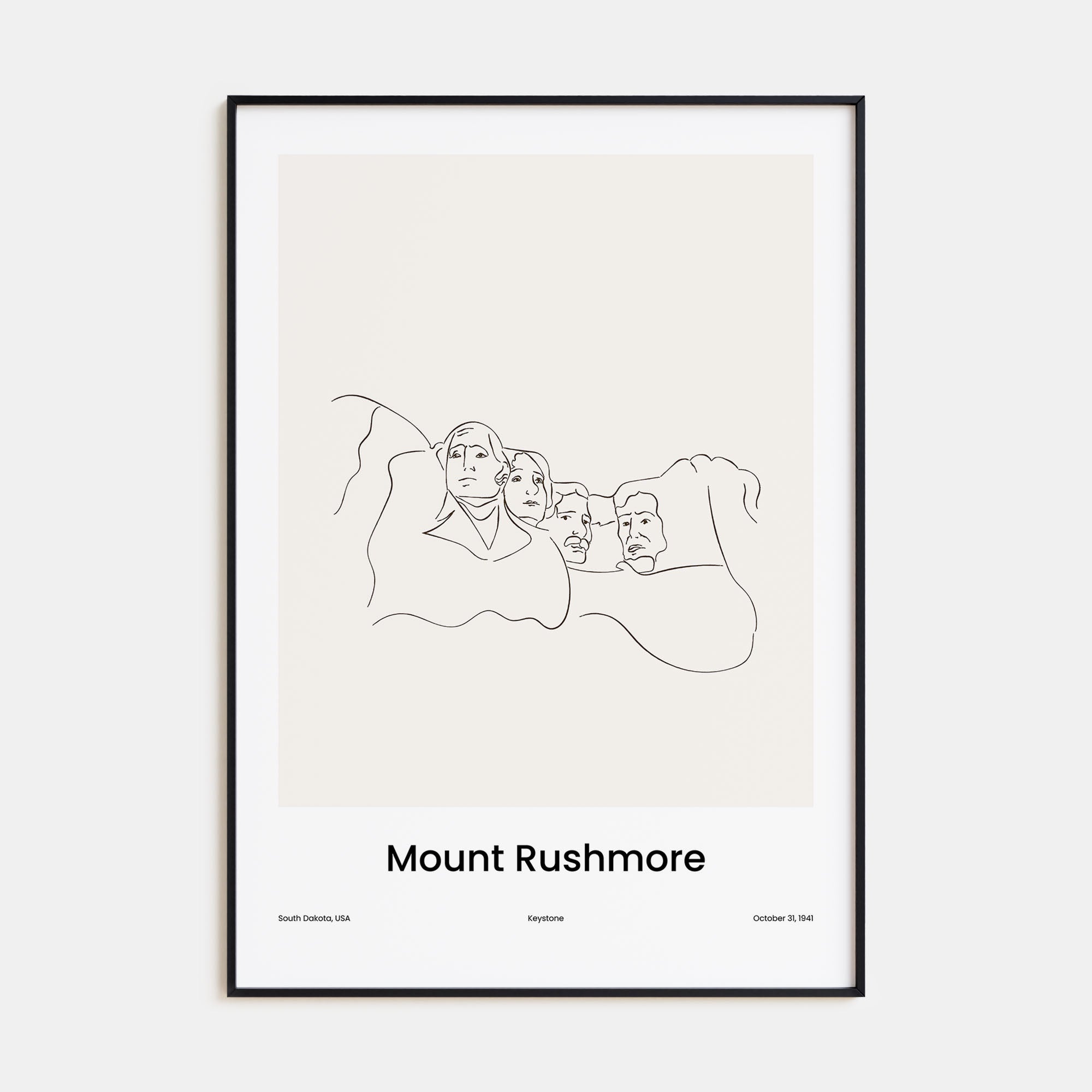 Mount Rushmore Drawn Poster