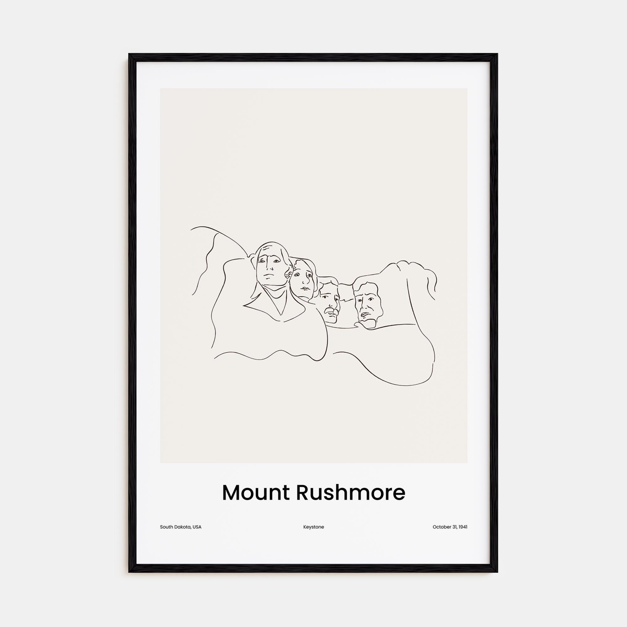 Mount Rushmore Drawn Poster
