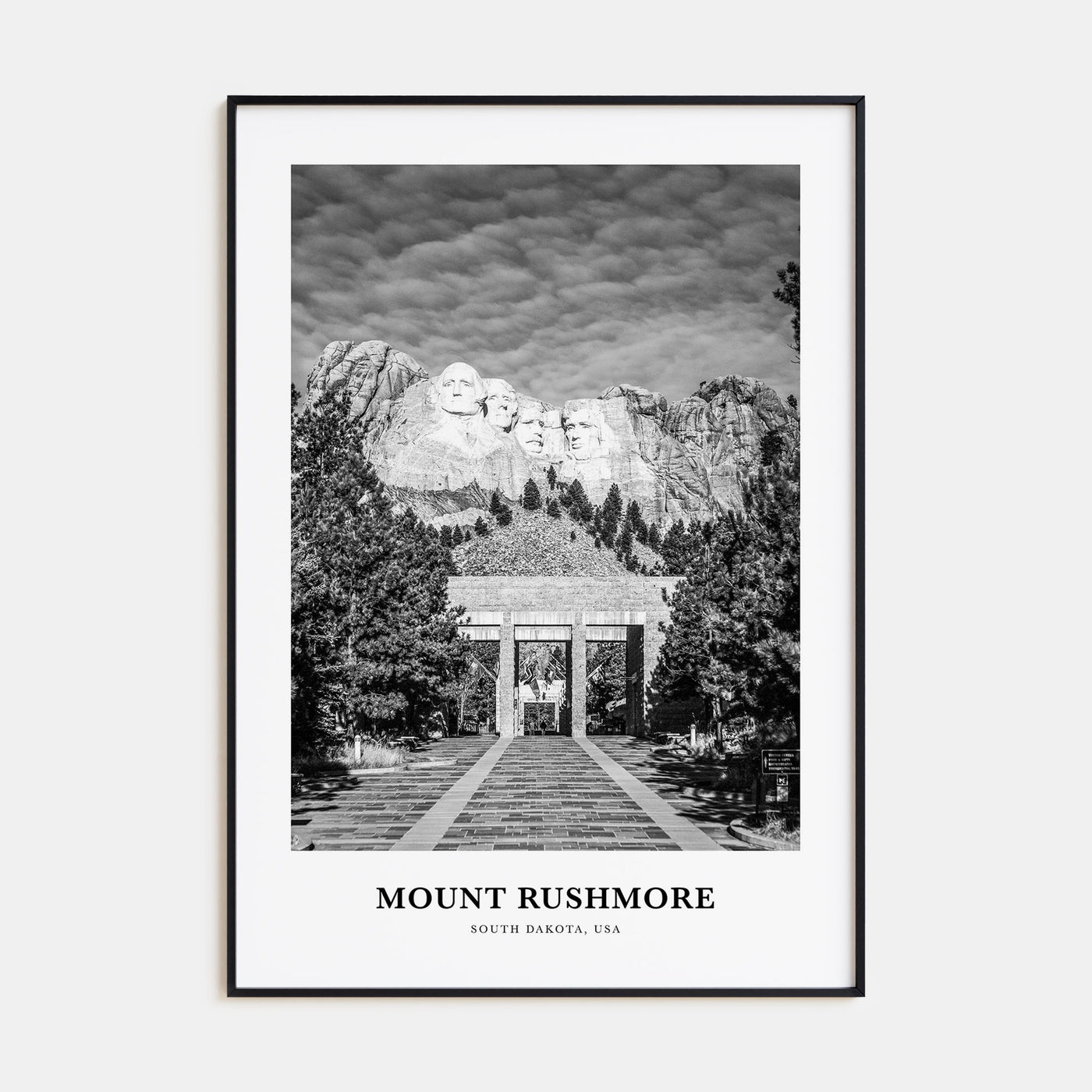 Mount Rushmore Portrait B&W Poster