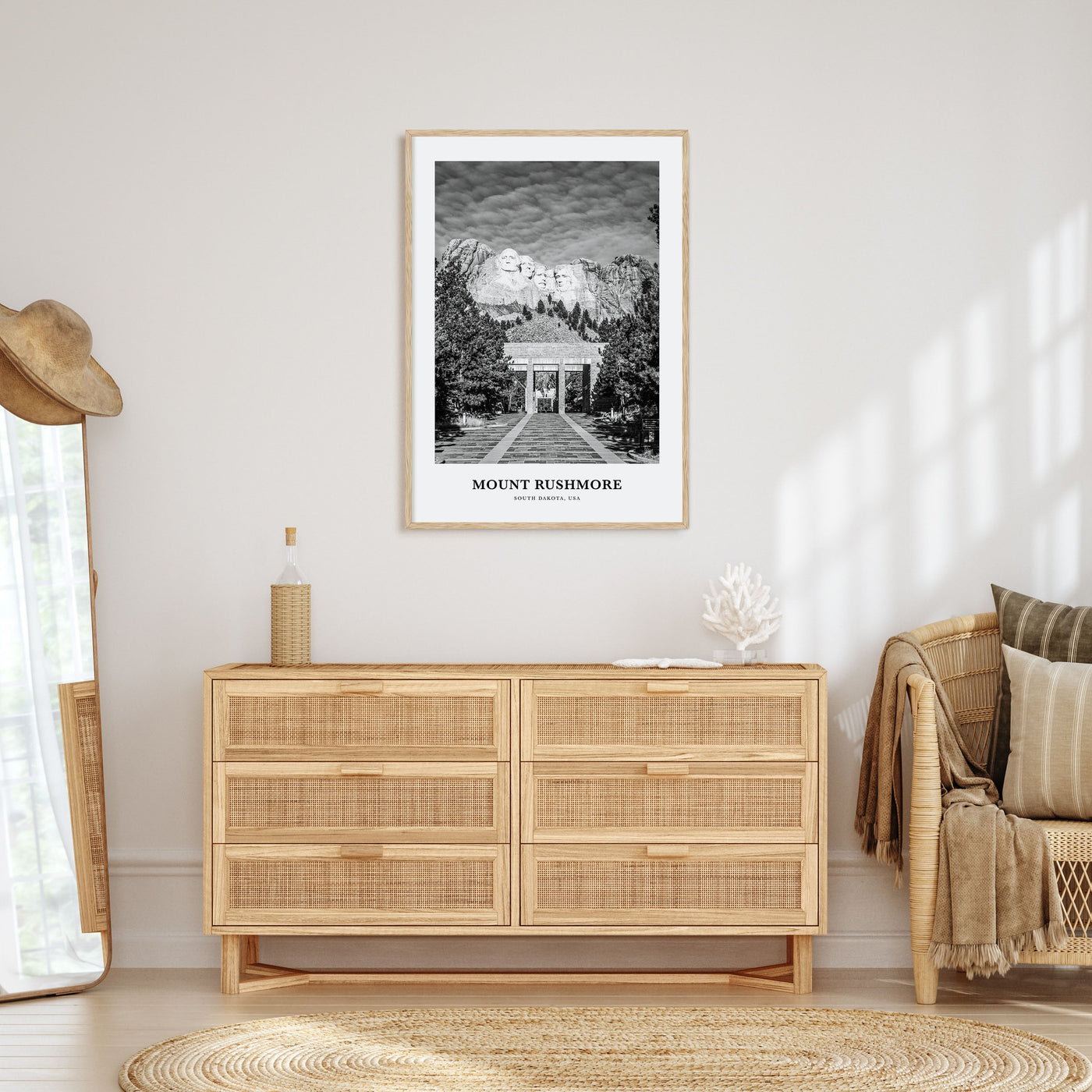 Mount Rushmore Portrait B&W Poster