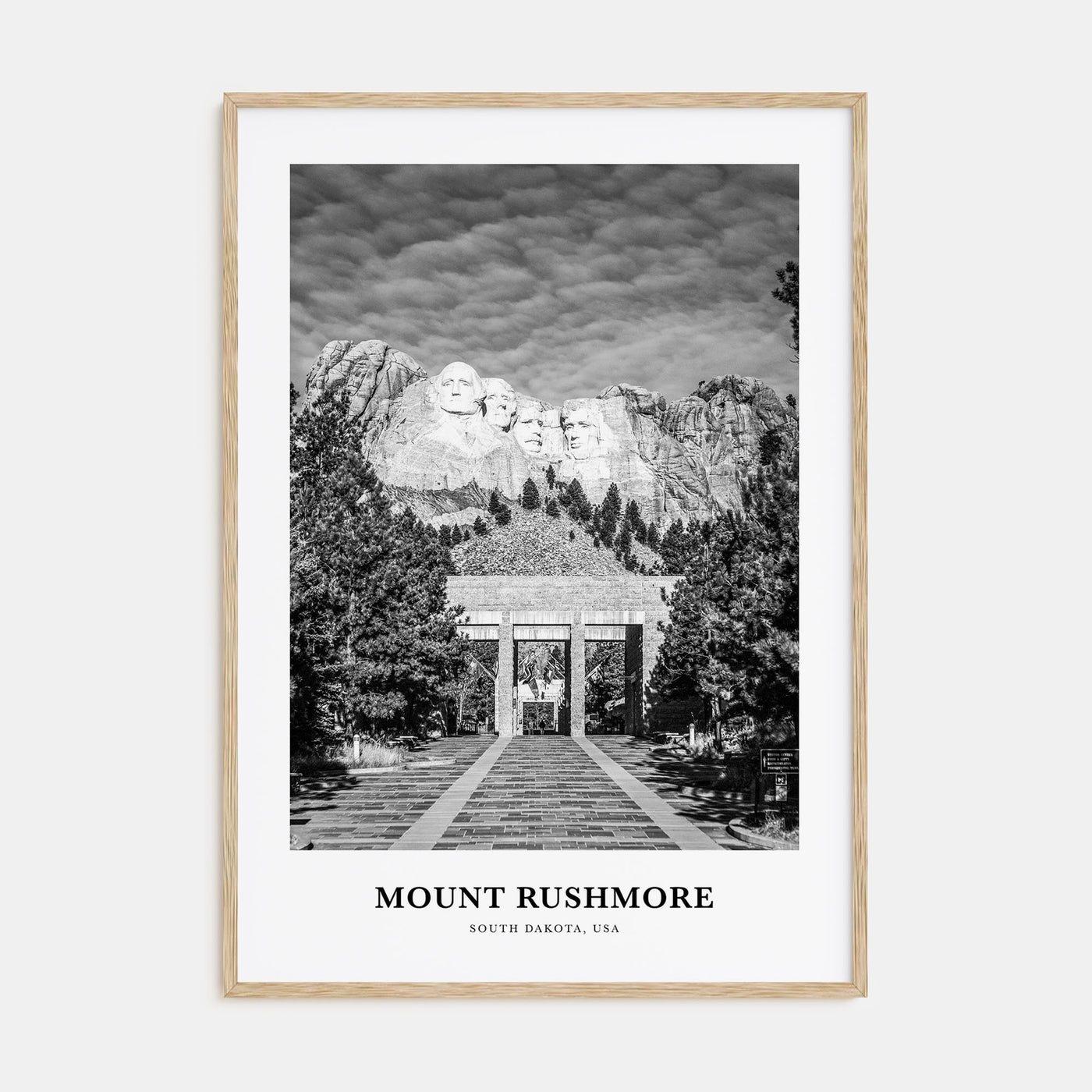 Mount Rushmore Portrait B&W Poster