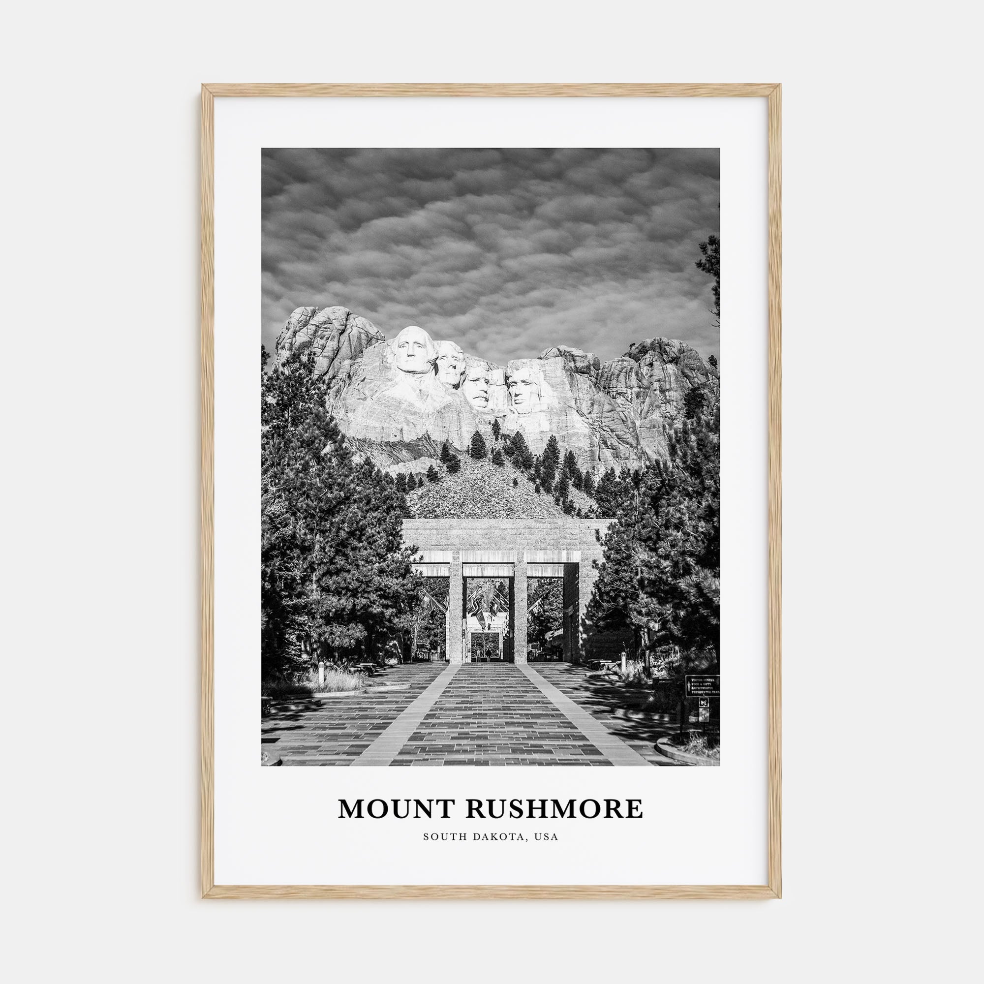 Mount Rushmore Portrait B&W Poster