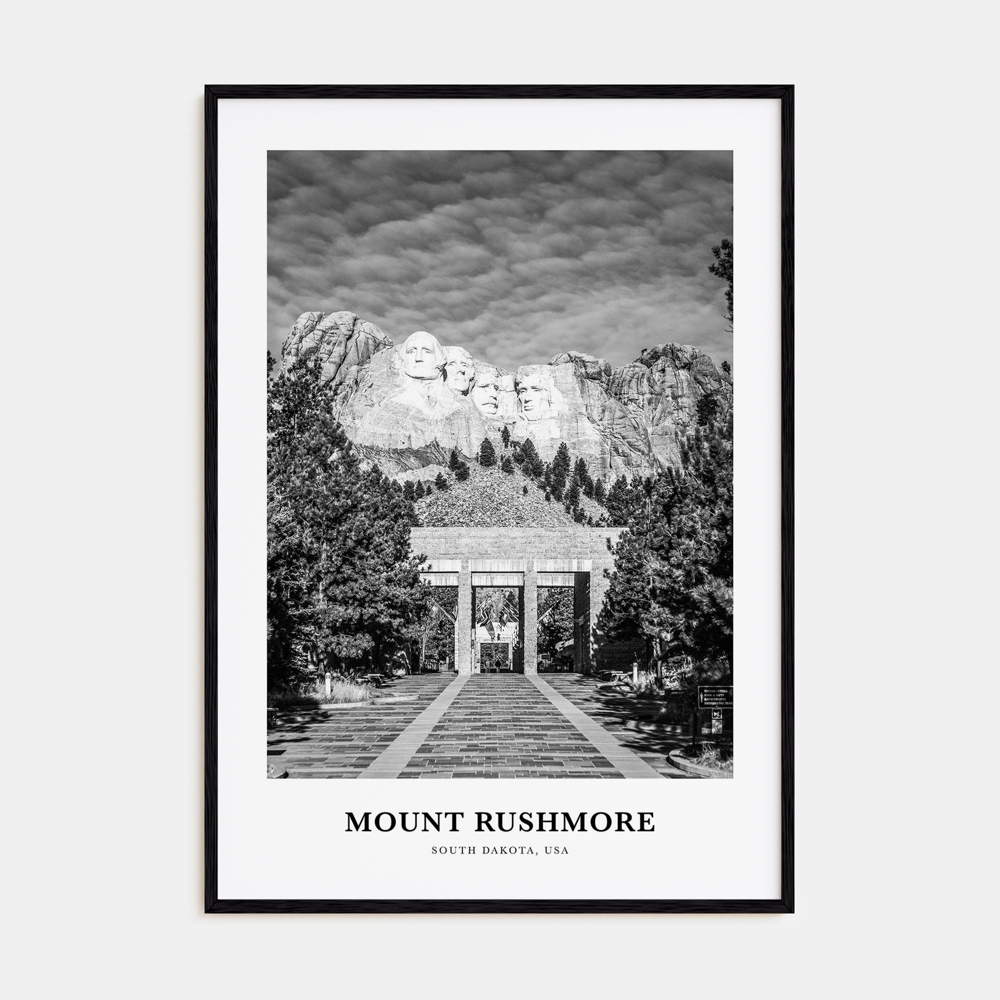 Mount Rushmore Portrait B&W Poster