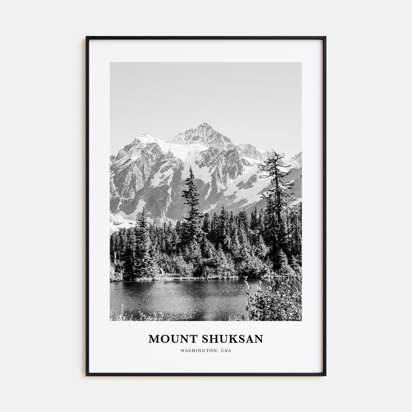 Mount Shuksan Portrait B&W Poster