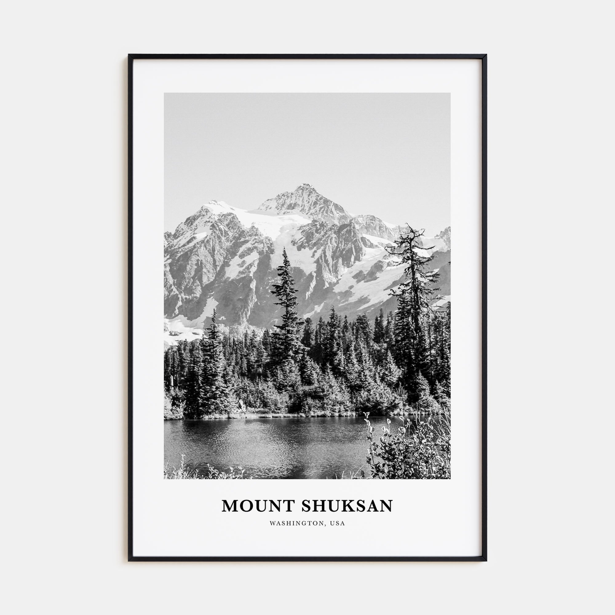 Mount Shuksan Portrait B&W Poster
