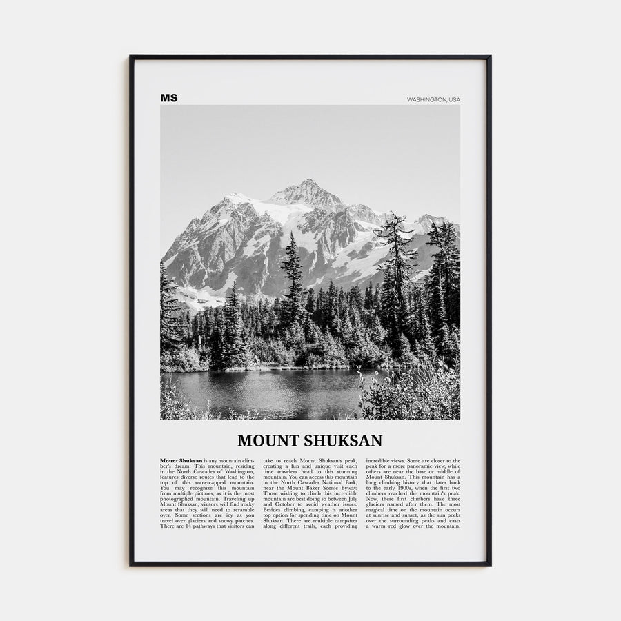 Mount Shuksan Travel B&W Poster