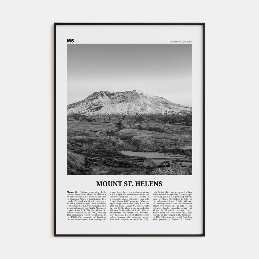 Mount St. Helens Travel B&W Poster