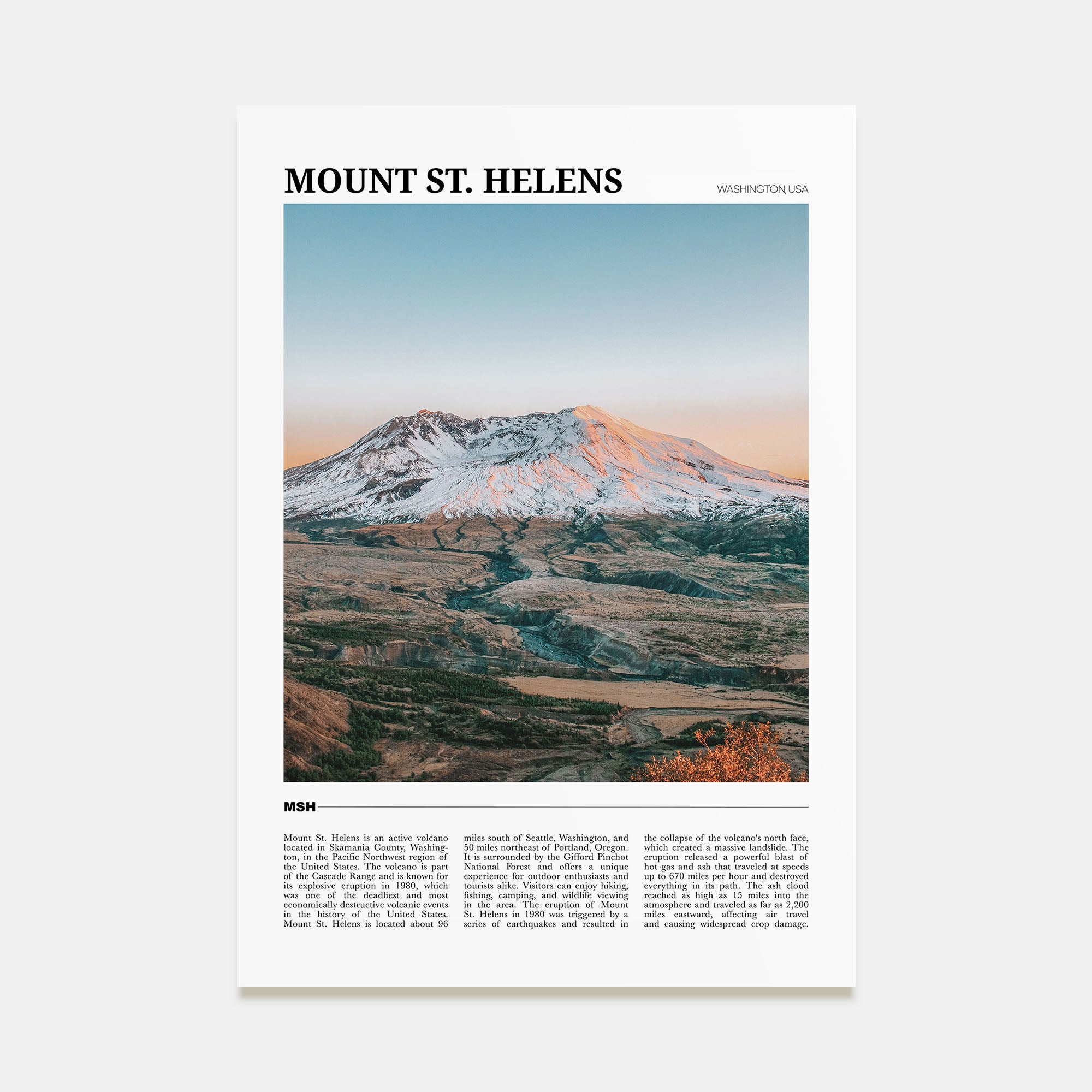 Mount St. Helens Travel Color Poster