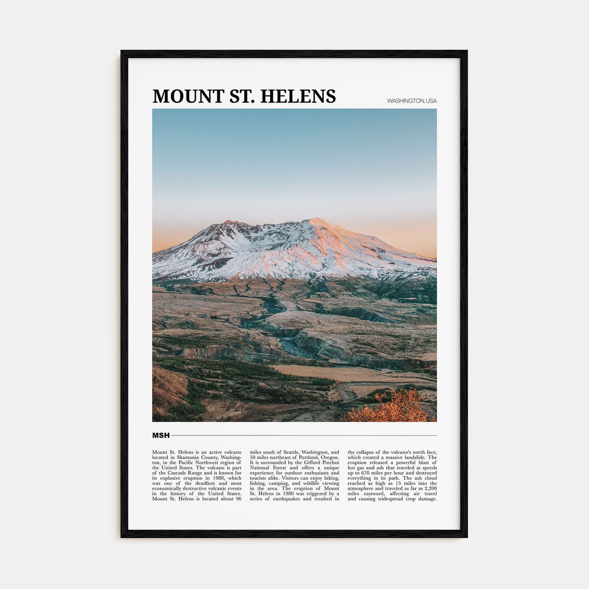 Mount St. Helens Travel Color Poster