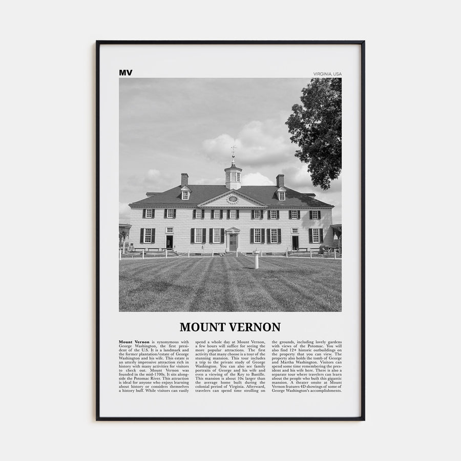 Mount Vernon Travel B&W Poster