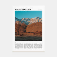 Mount Whitney Travel Color Poster