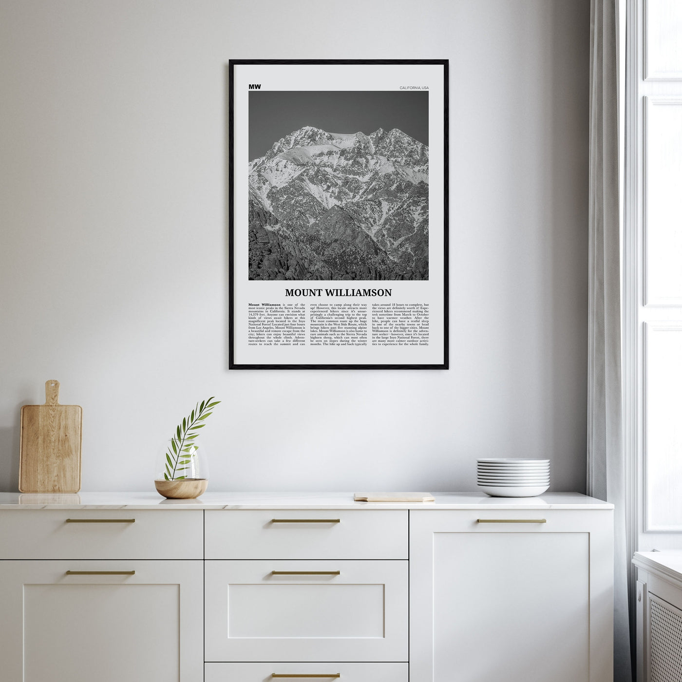 Mount Williamson Travel B&W Poster