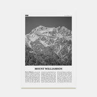 Mount Williamson Travel B&W Poster