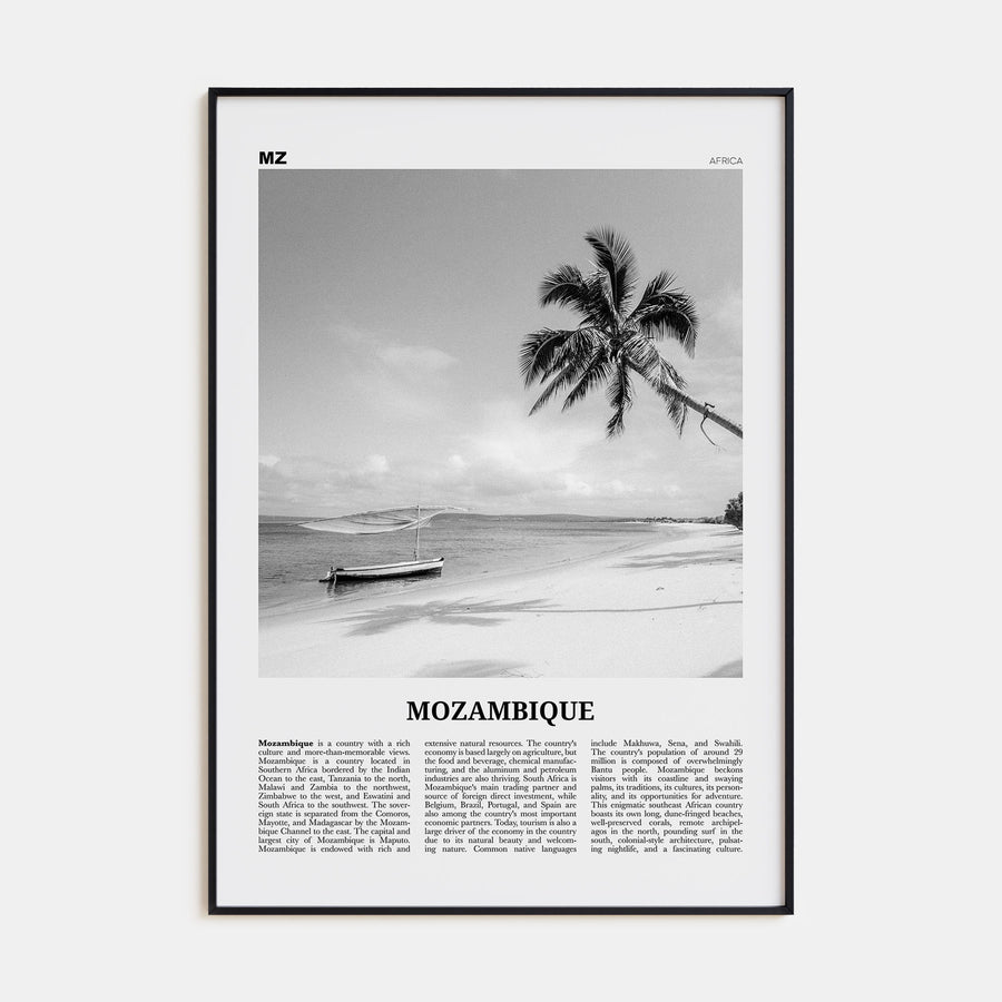 Mozambique Travel B&W Poster