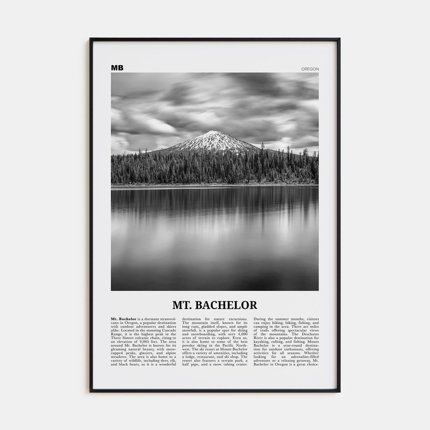 Mt. Bachelor Travel B&W Poster