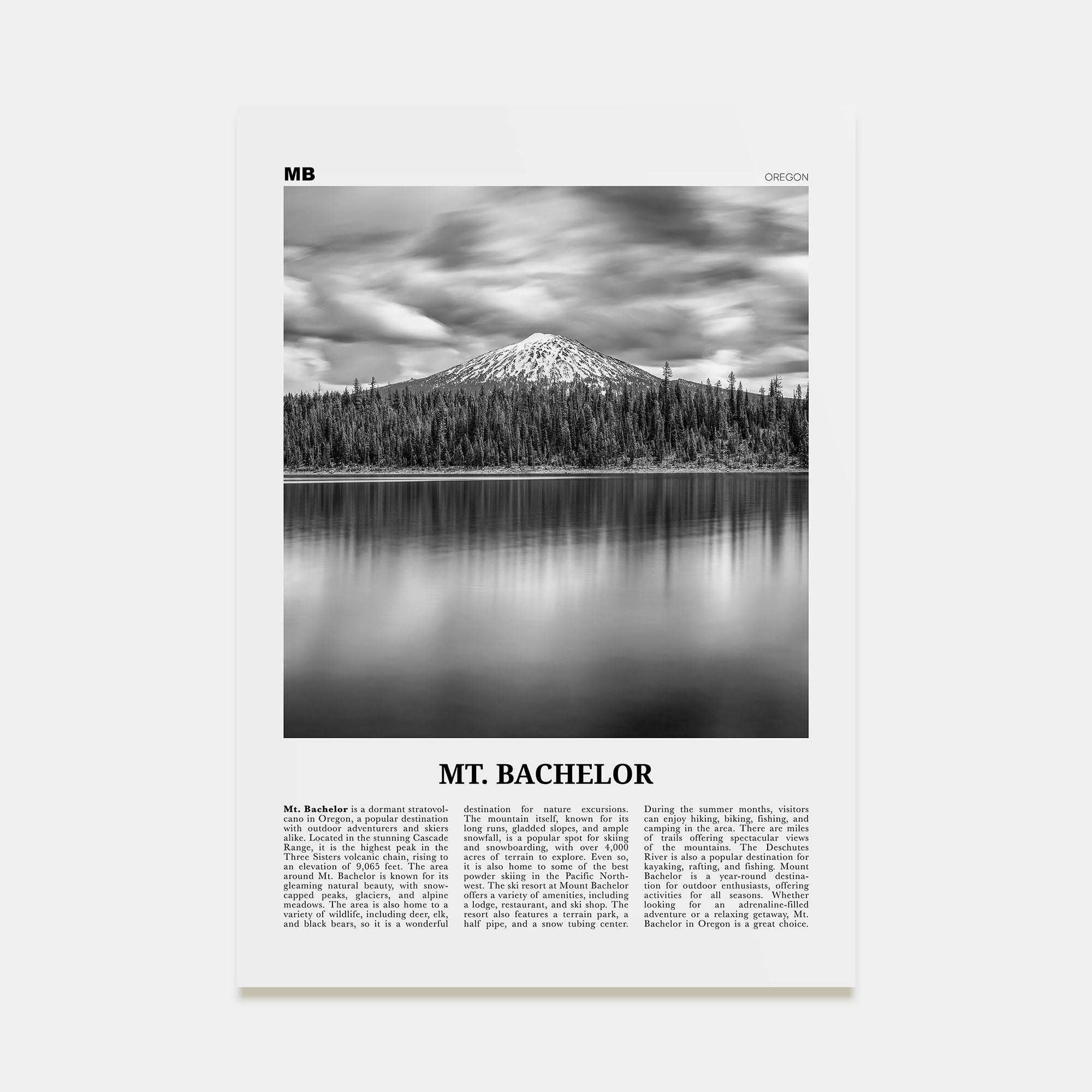 Mt. Bachelor Travel B&W Poster