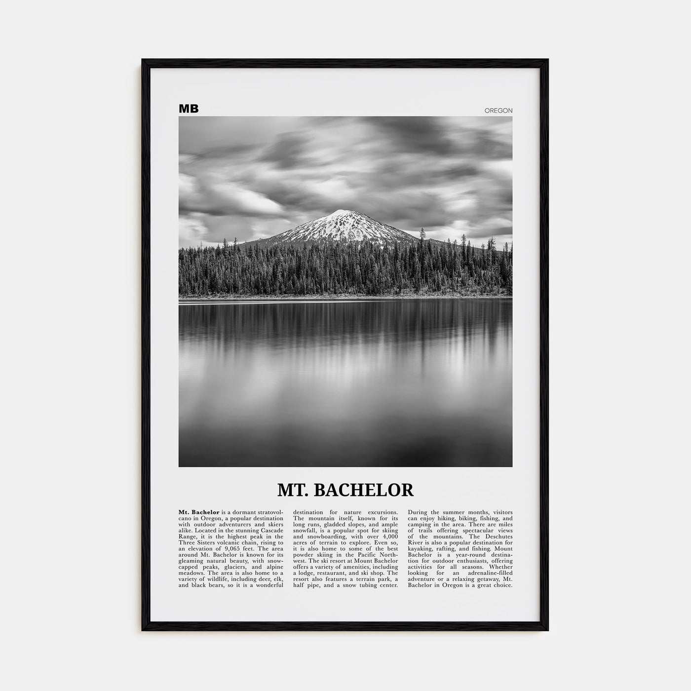 Mt. Bachelor Travel B&W Poster