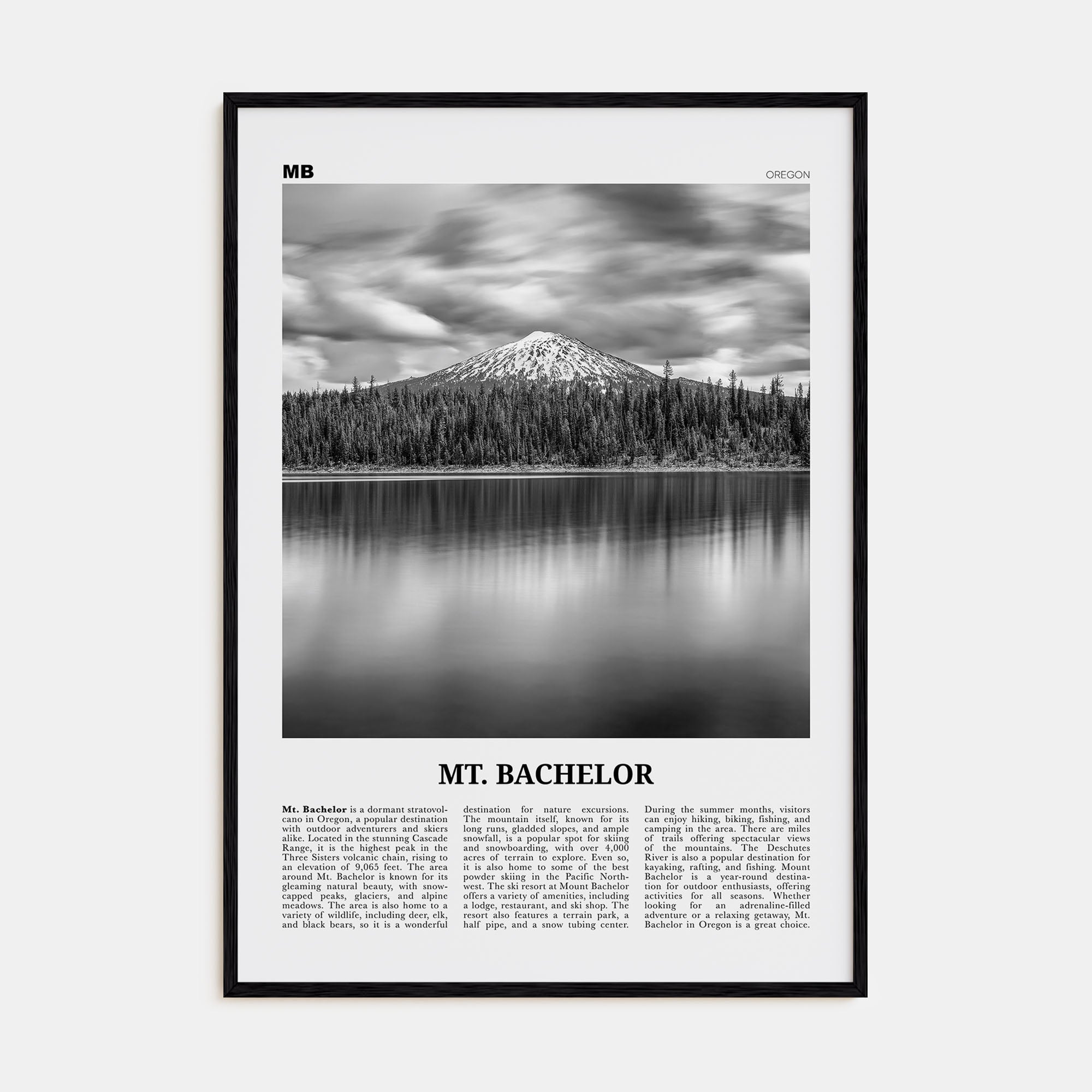 Mt. Bachelor Travel B&W Poster