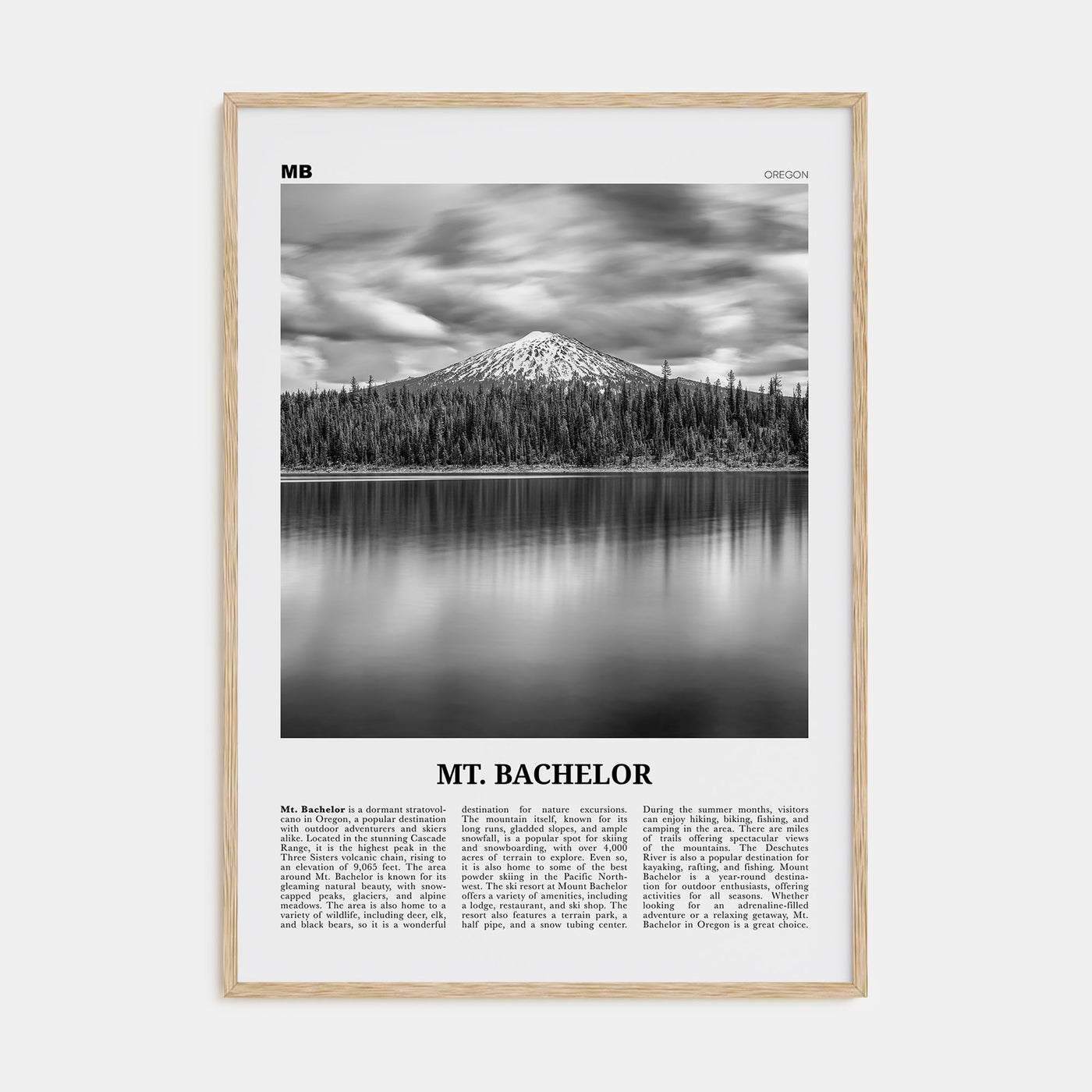 Mt. Bachelor Travel B&W Poster