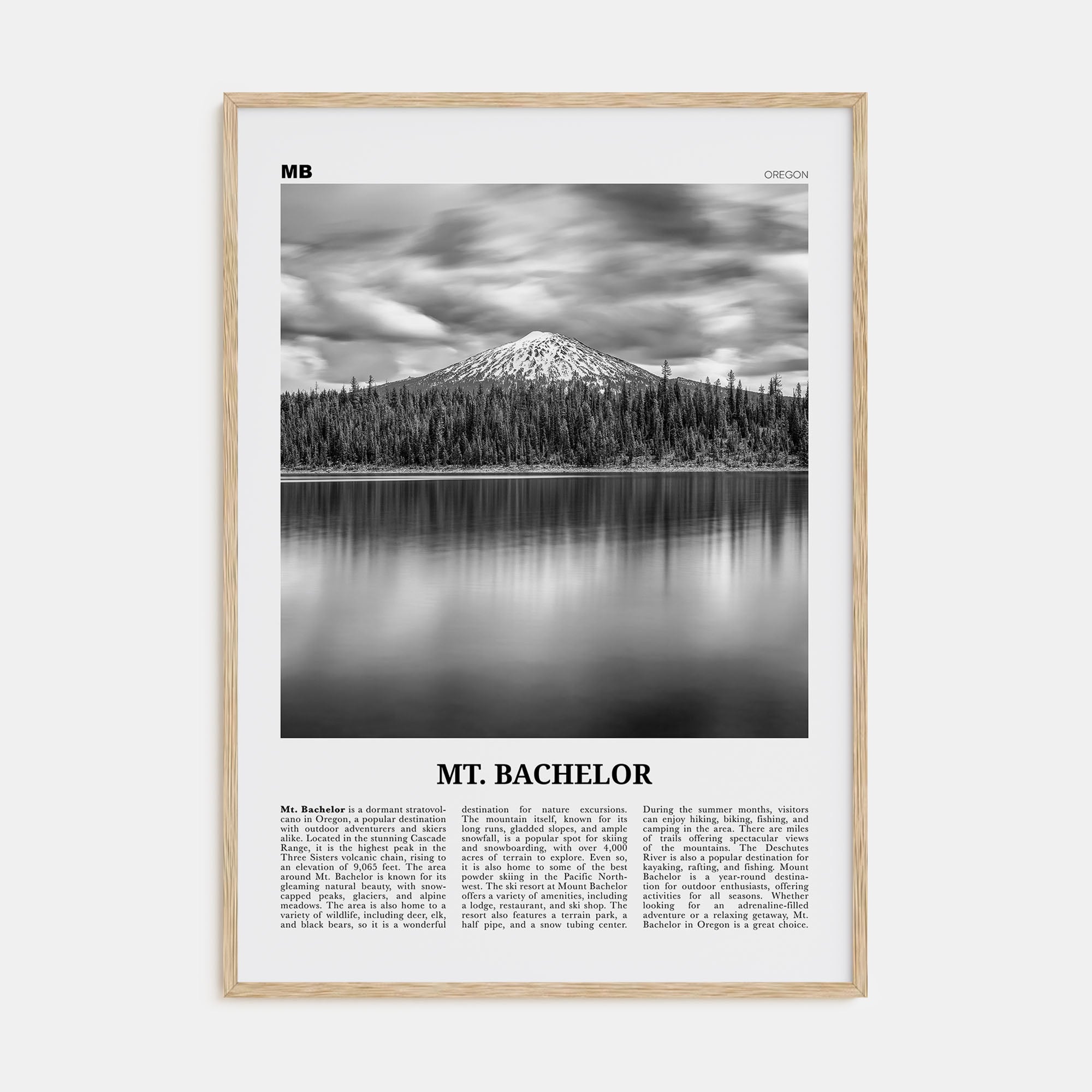 Mt. Bachelor Travel B&W Poster