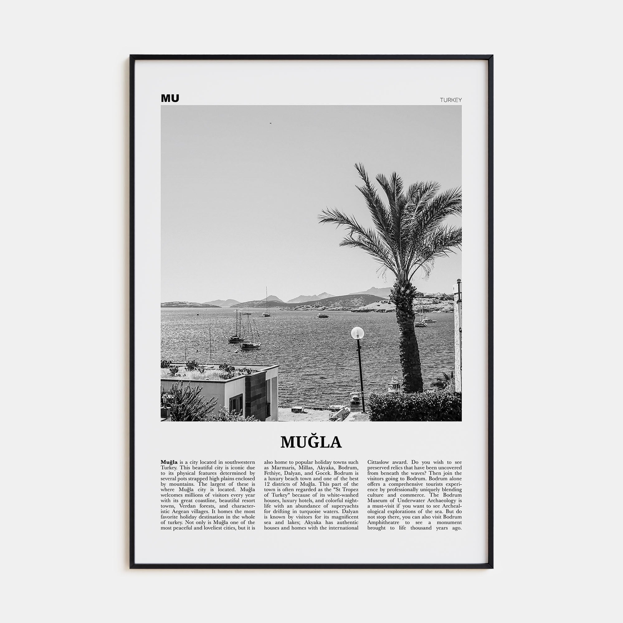 Muğla Travel B&W Poster
