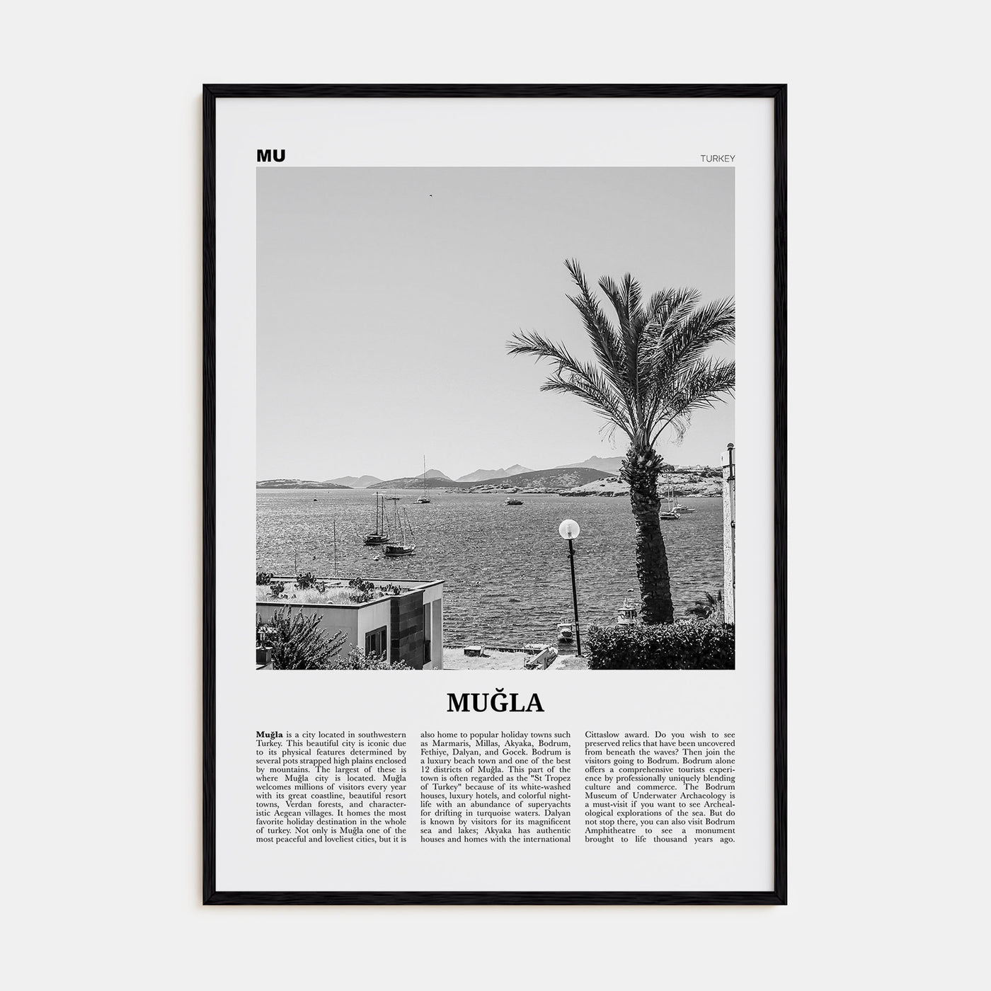 Muğla Travel B&W Poster