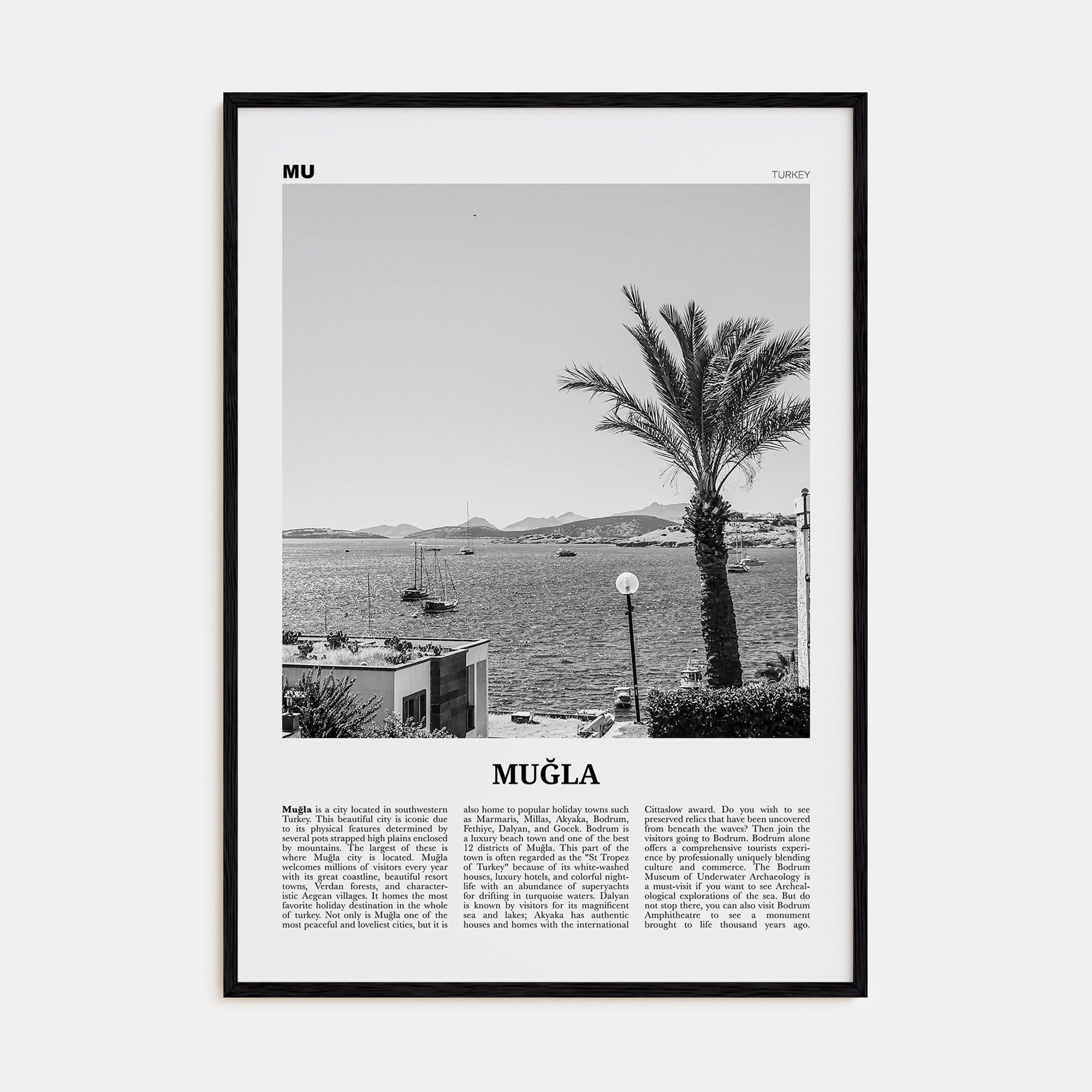 Muğla Travel B&W Poster