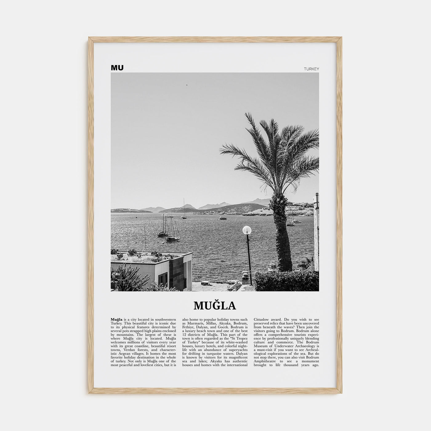 Muğla Travel B&W Poster