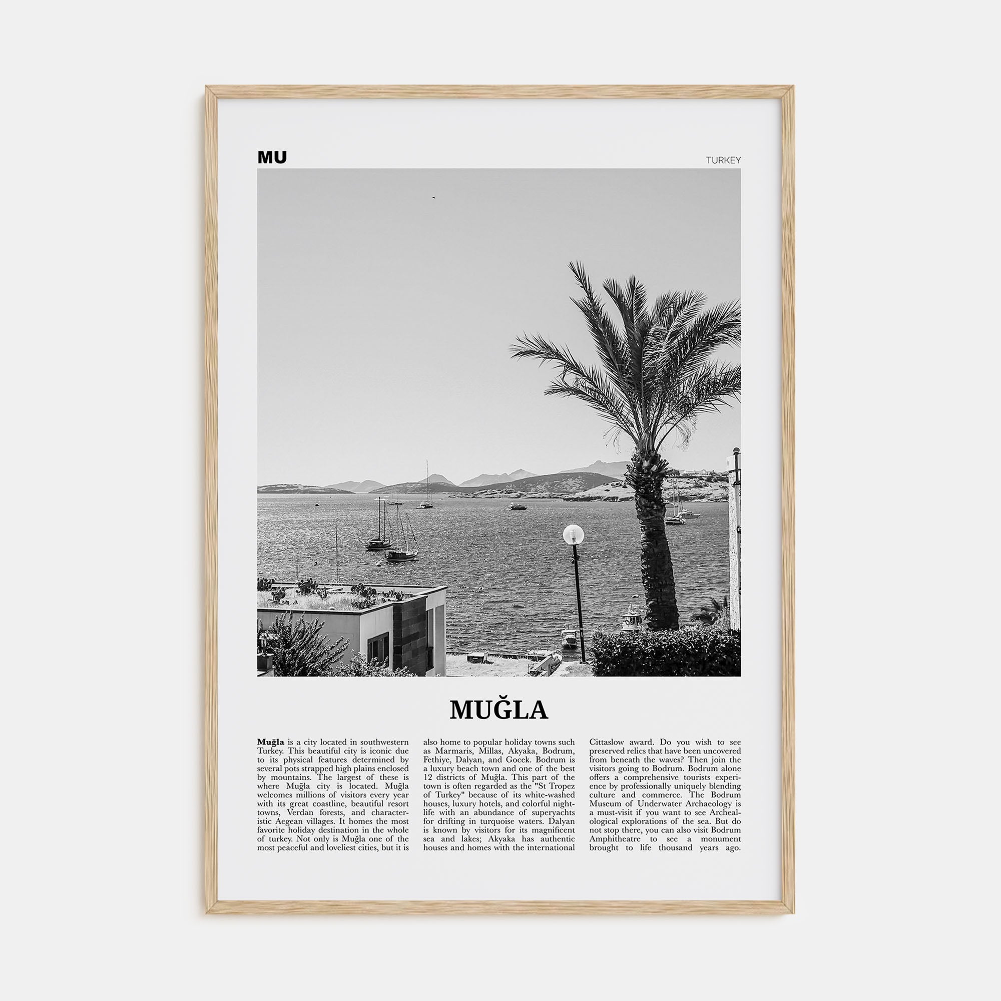 Muğla Travel B&W Poster