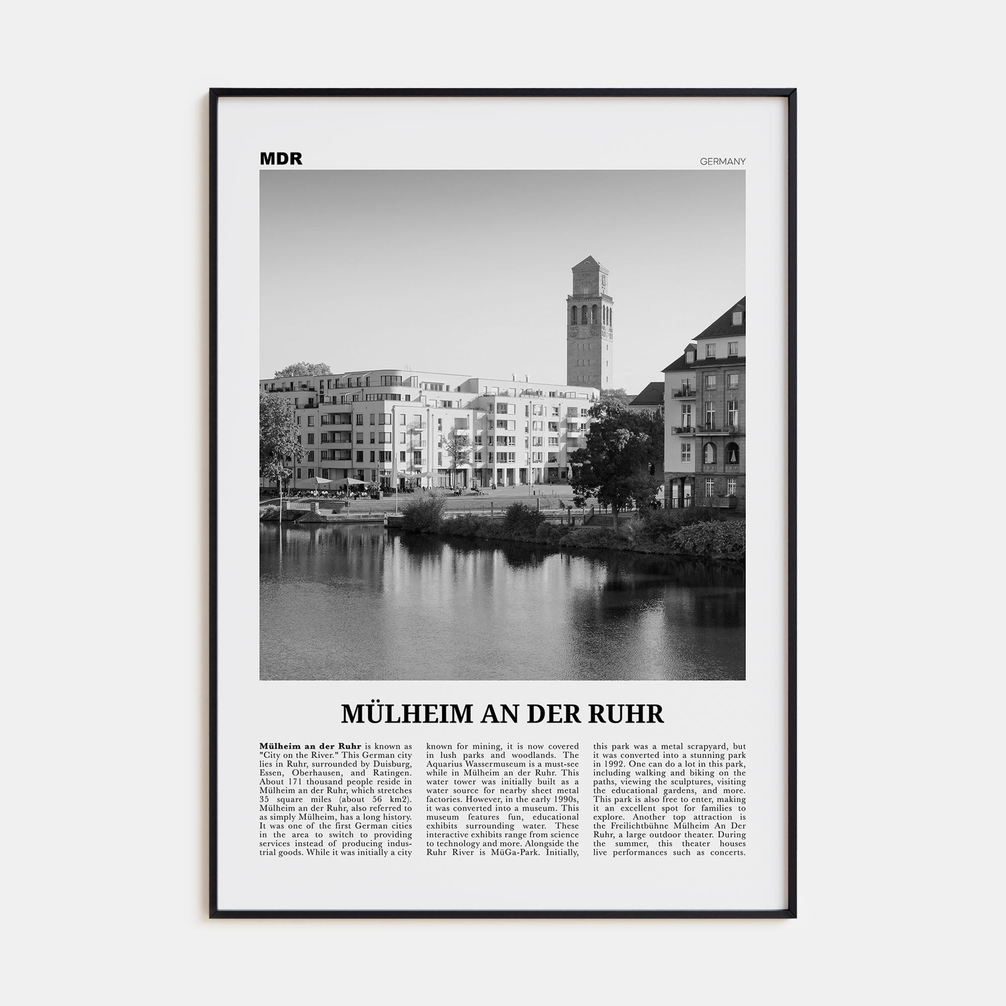 Mülheim an der Ruhr Travel B&W Poster