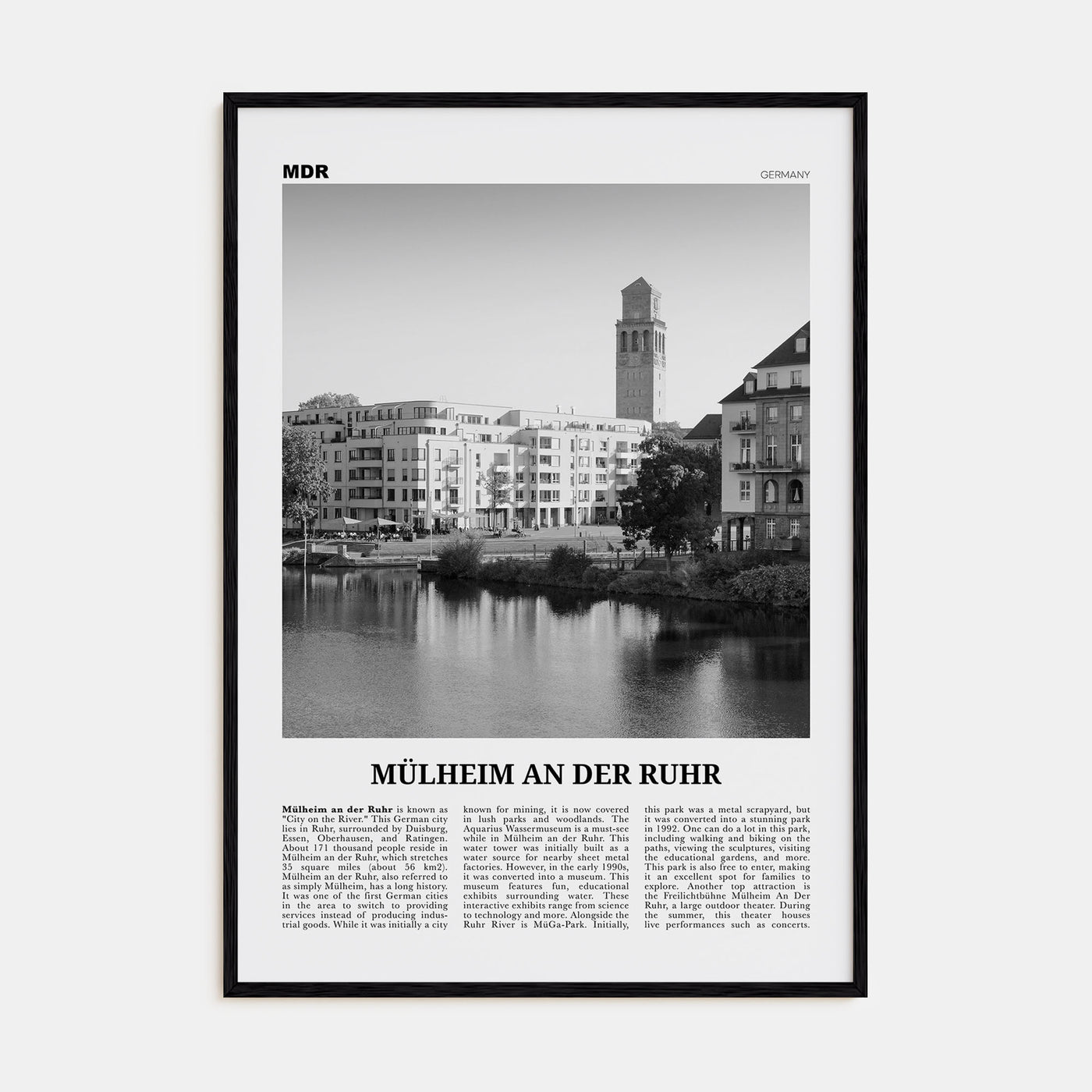 Mülheim an der Ruhr Travel B&W Poster