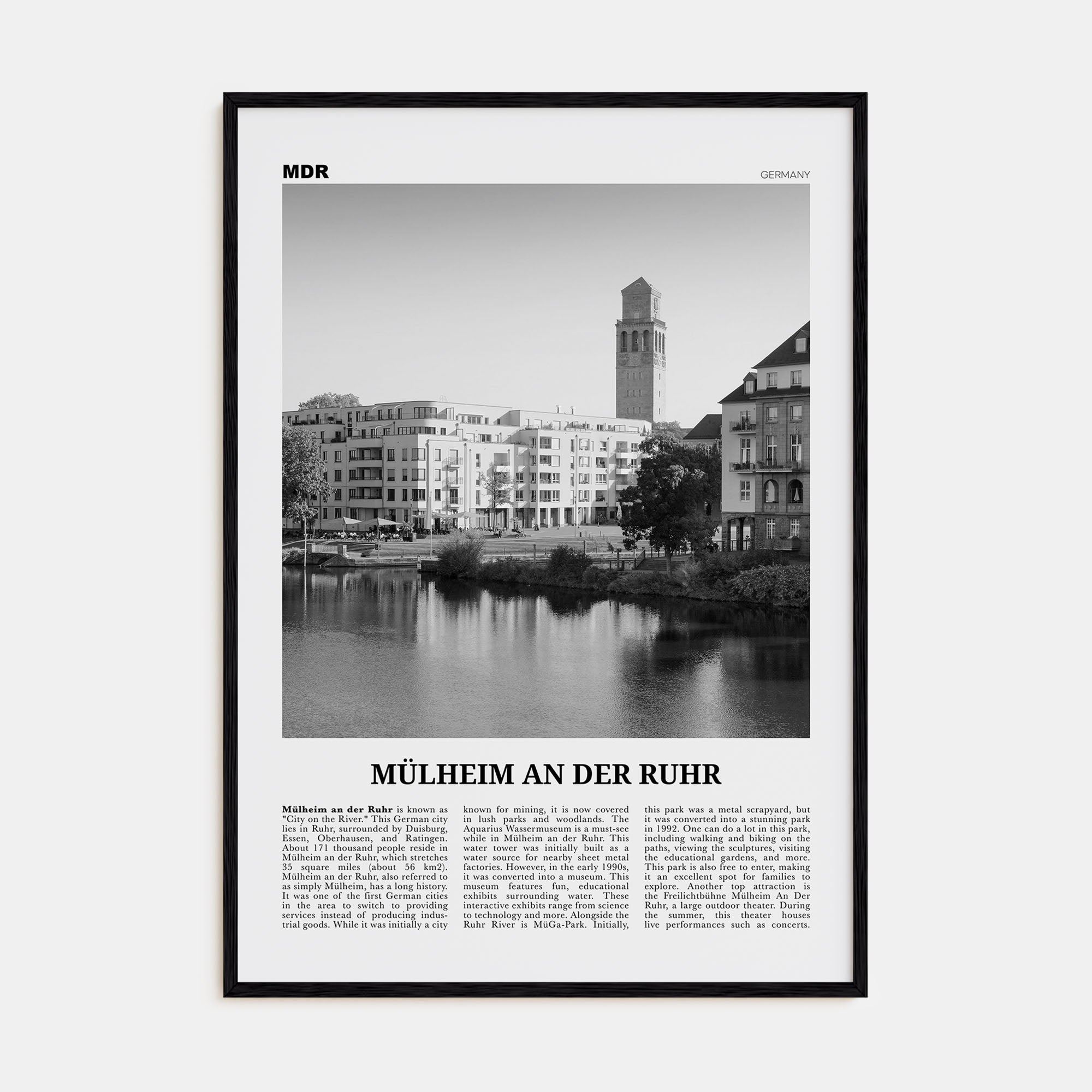 Mülheim an der Ruhr Travel B&W Poster