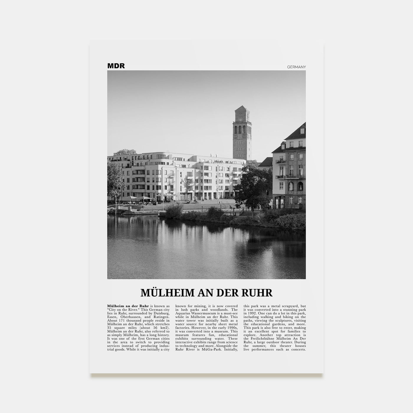 Mülheim an der Ruhr Travel B&W Poster