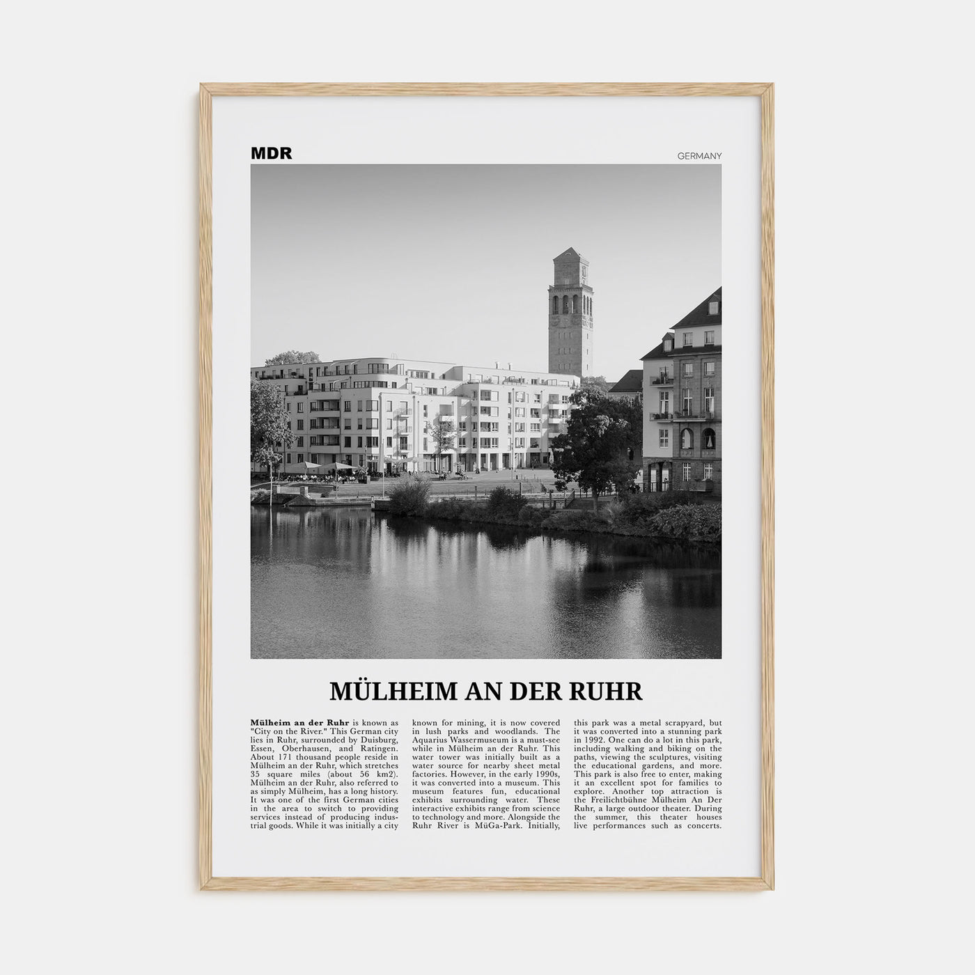 Mülheim an der Ruhr Travel B&W Poster