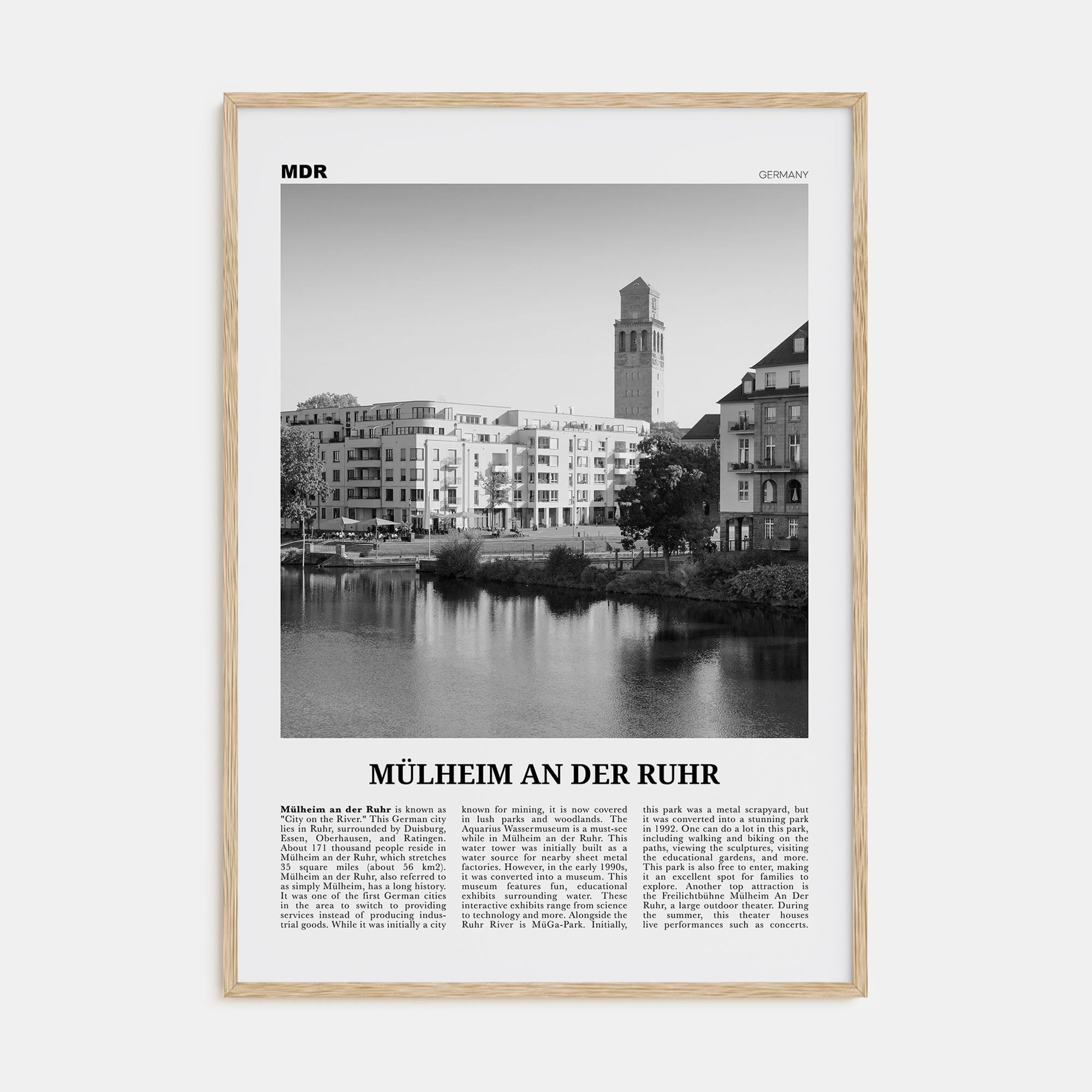 Mülheim an der Ruhr Travel B&W Poster