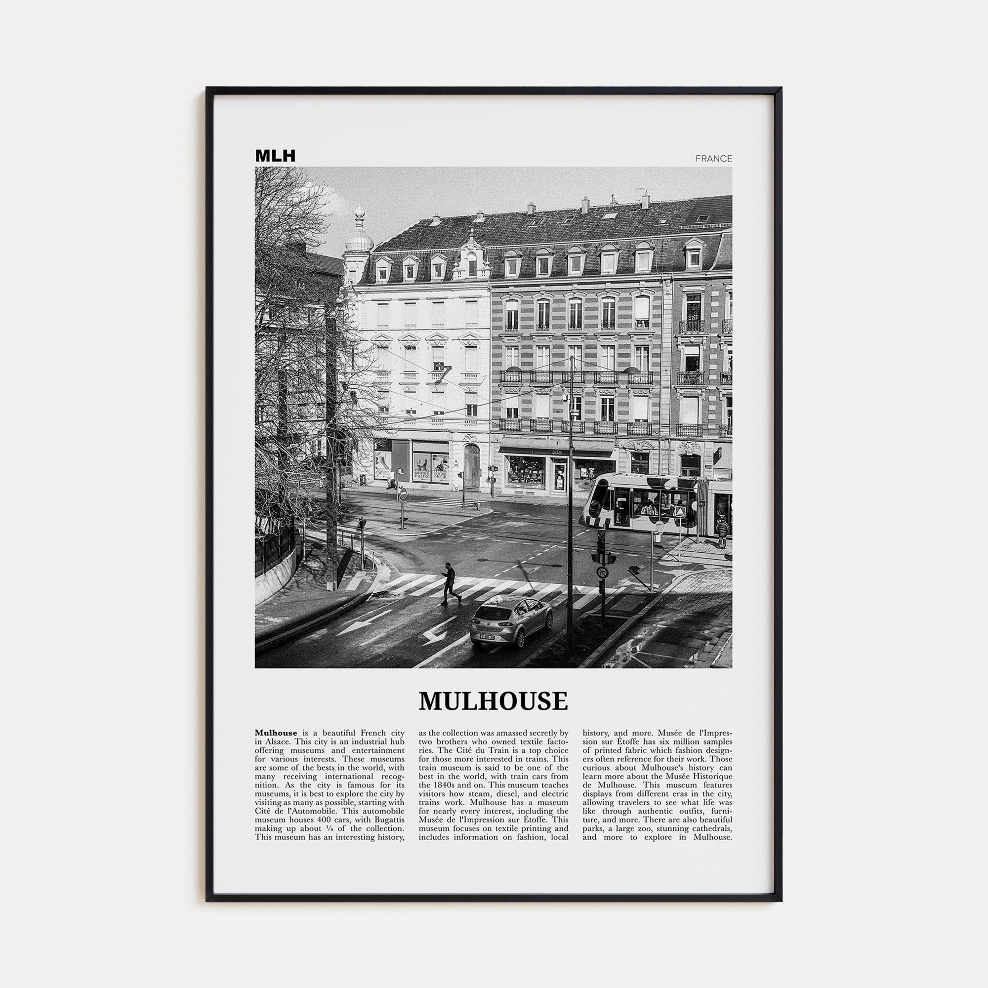 Mulhouse Travel B&W Poster