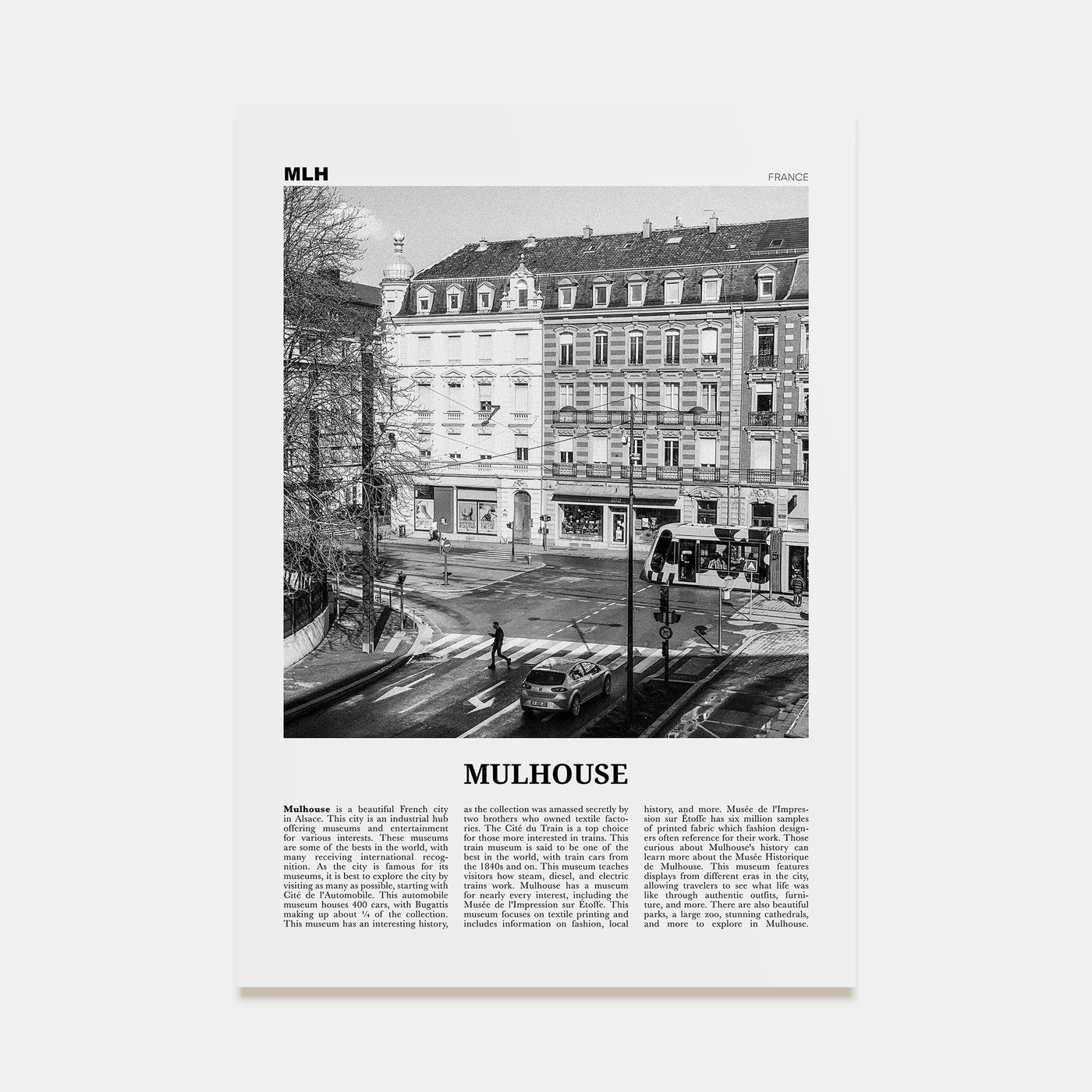 Mulhouse Travel B&W Poster