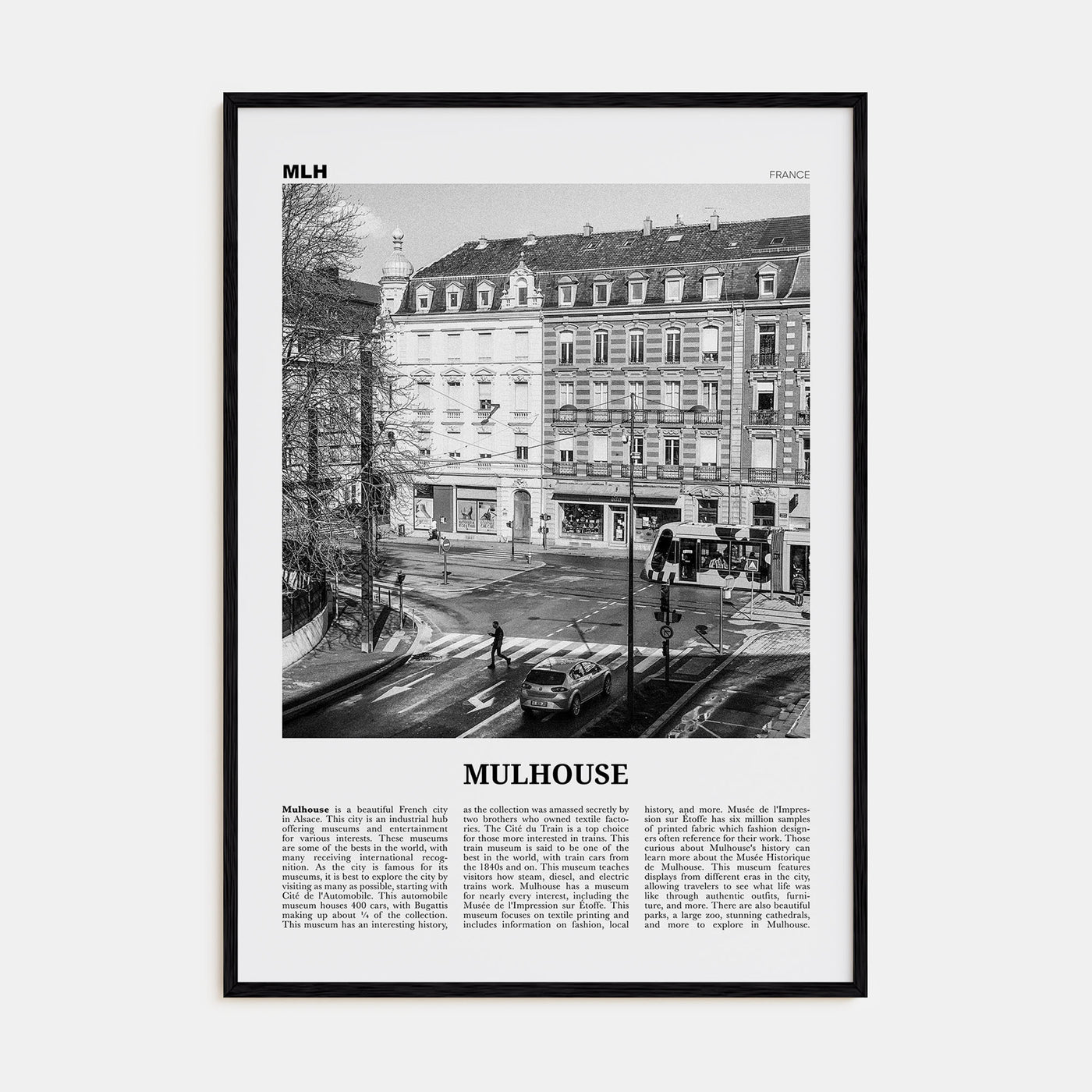Mulhouse Travel B&W Poster
