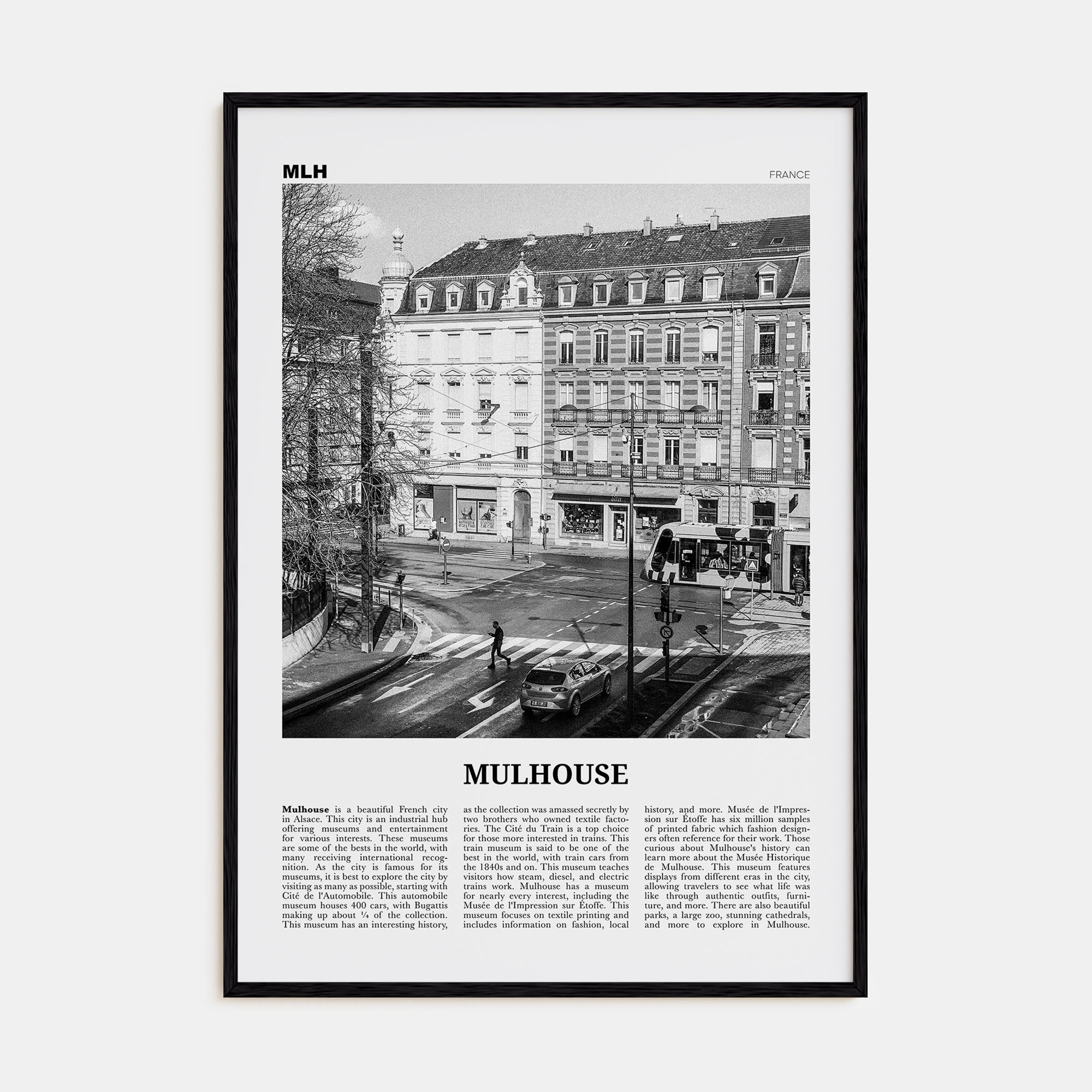 Mulhouse Travel B&W Poster