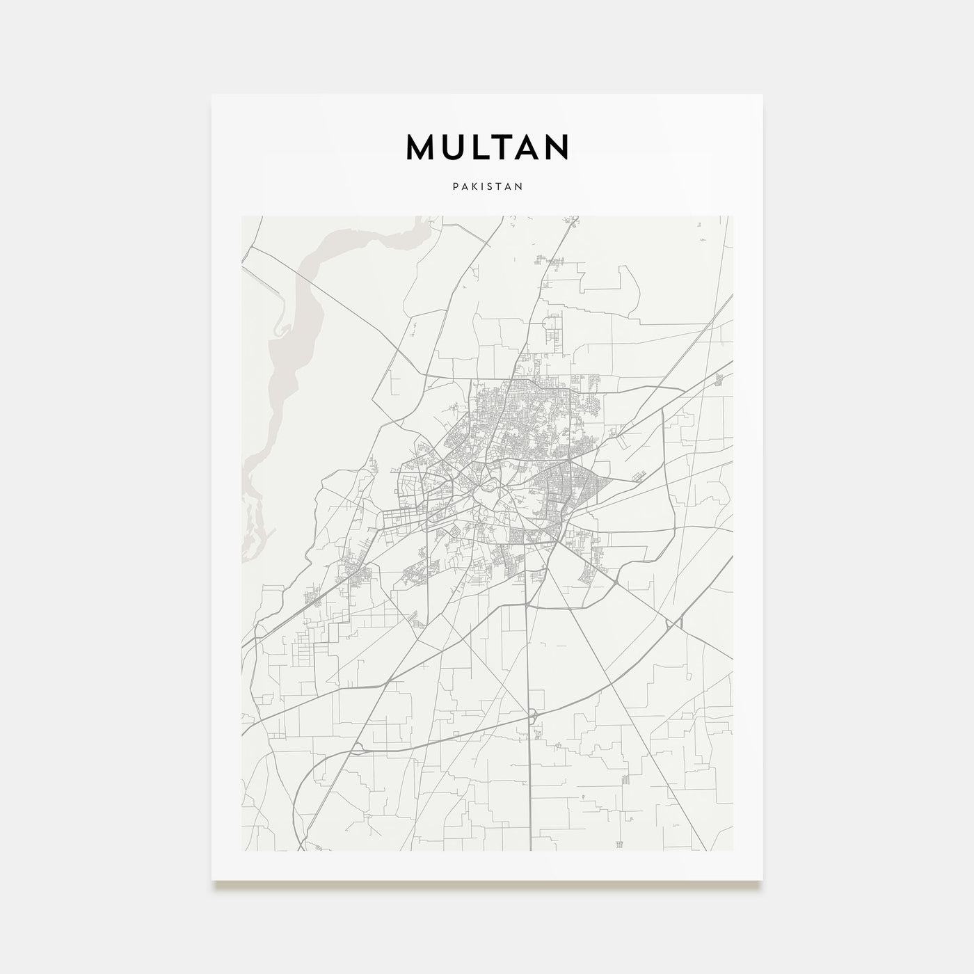 Multan Map Portrait Poster