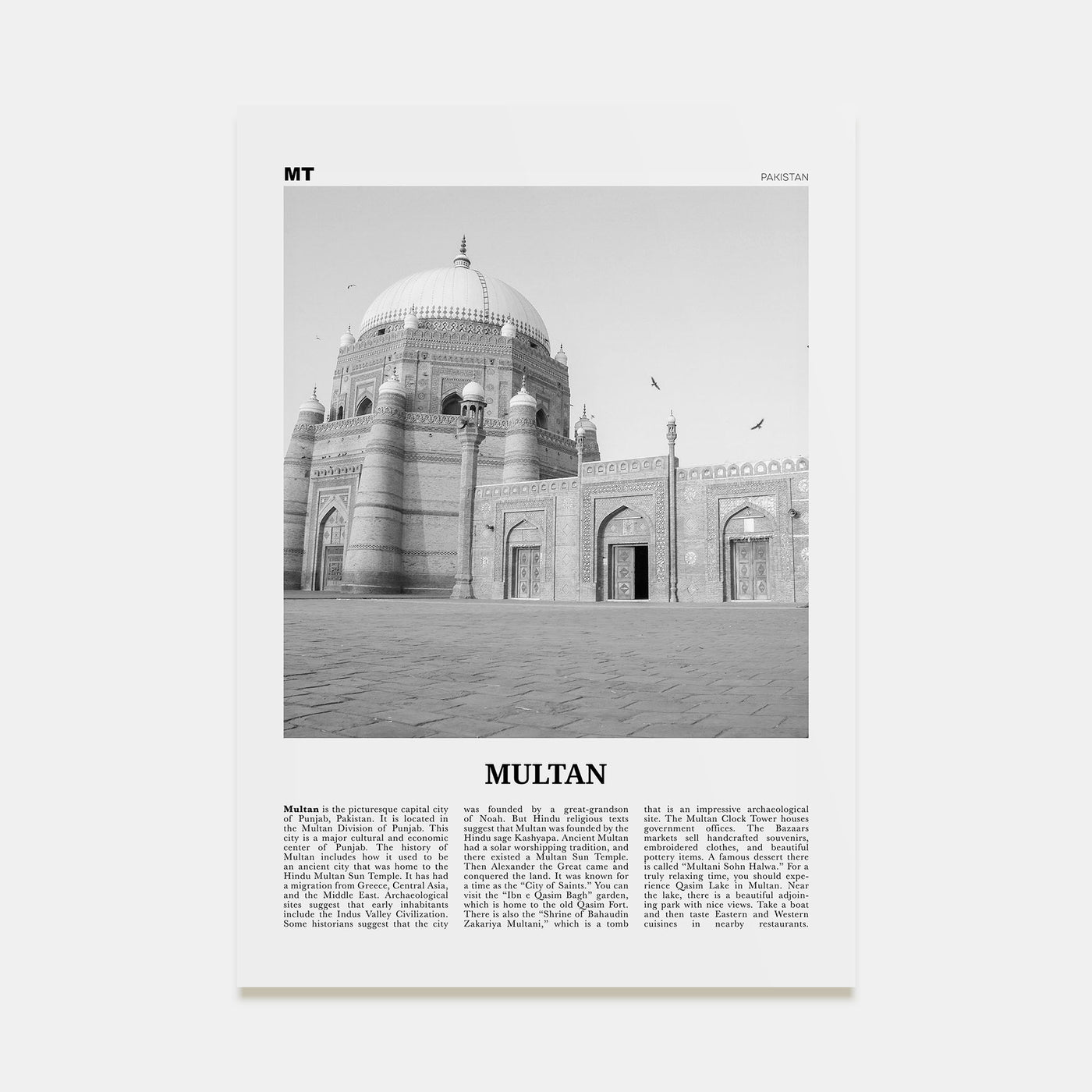 Multan Travel B&W Poster
