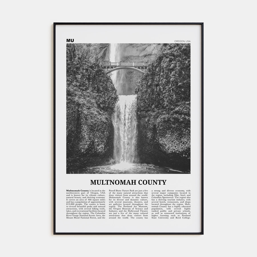 Multnomah County Travel B&W Poster