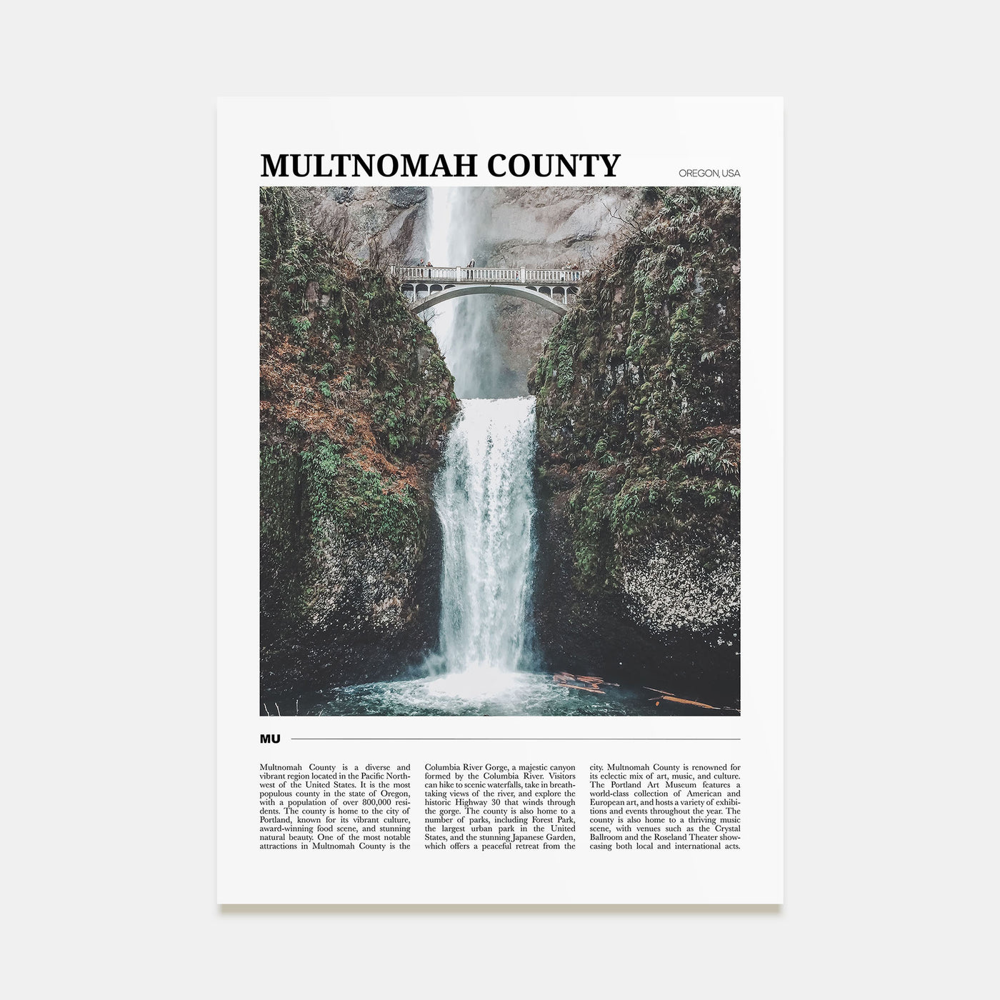Multnomah County Travel Color Poster