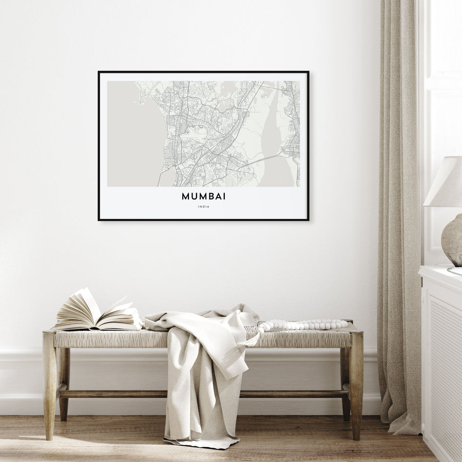 Mumbai Map Landscape Poster